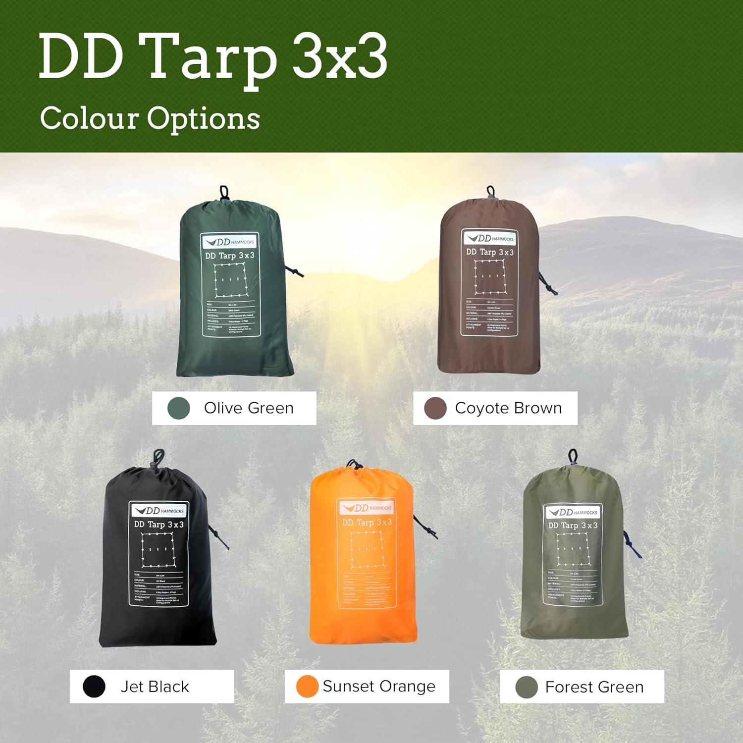 DD Hammocks - DD Tarp 3x3 - Coyote Brown (10ft x 10ft) - 100% Waterproof - Lightweight & Multifunctional Rainfly Tarp Tent Shelter for Camping & Travel Adventure