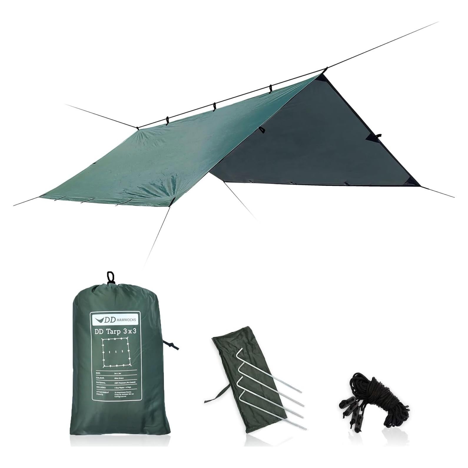 DD Hammocks Tarp 3x3 Verde Oliva - Impermeable y UV50+