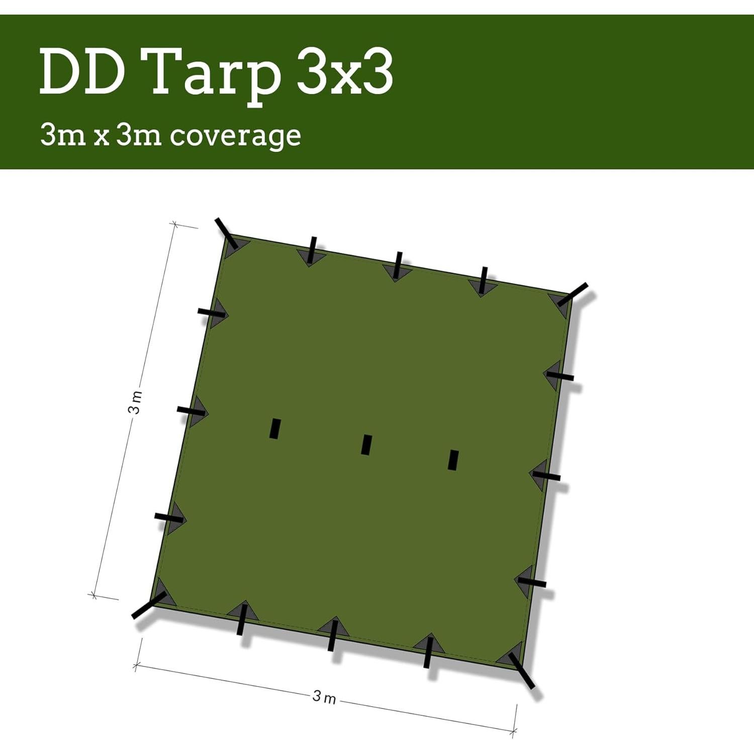 DD Hammocks Tarp 3x3 Verde Oliva - Impermeable y UV50+