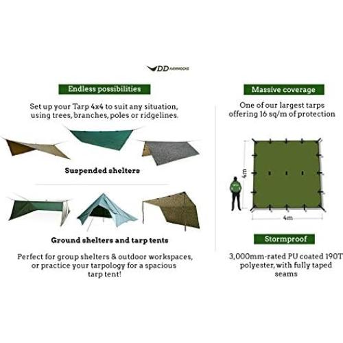 Lona DD Tarp 4x4 Marrón Coyote - 4m x 4m Impermeable