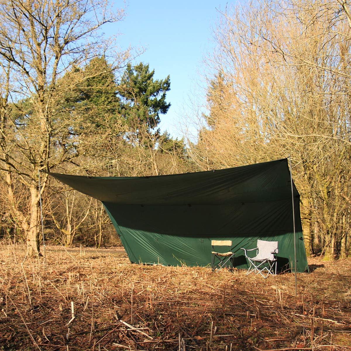 DD Tarp 5x5 - Olive Green (16ft x 16ft) - 100% Waterproof Lightweight & Multifunctional Rainfly Extra Large Tarp Tent Group Shelter for Camping Day Trips Adventure & Scouts