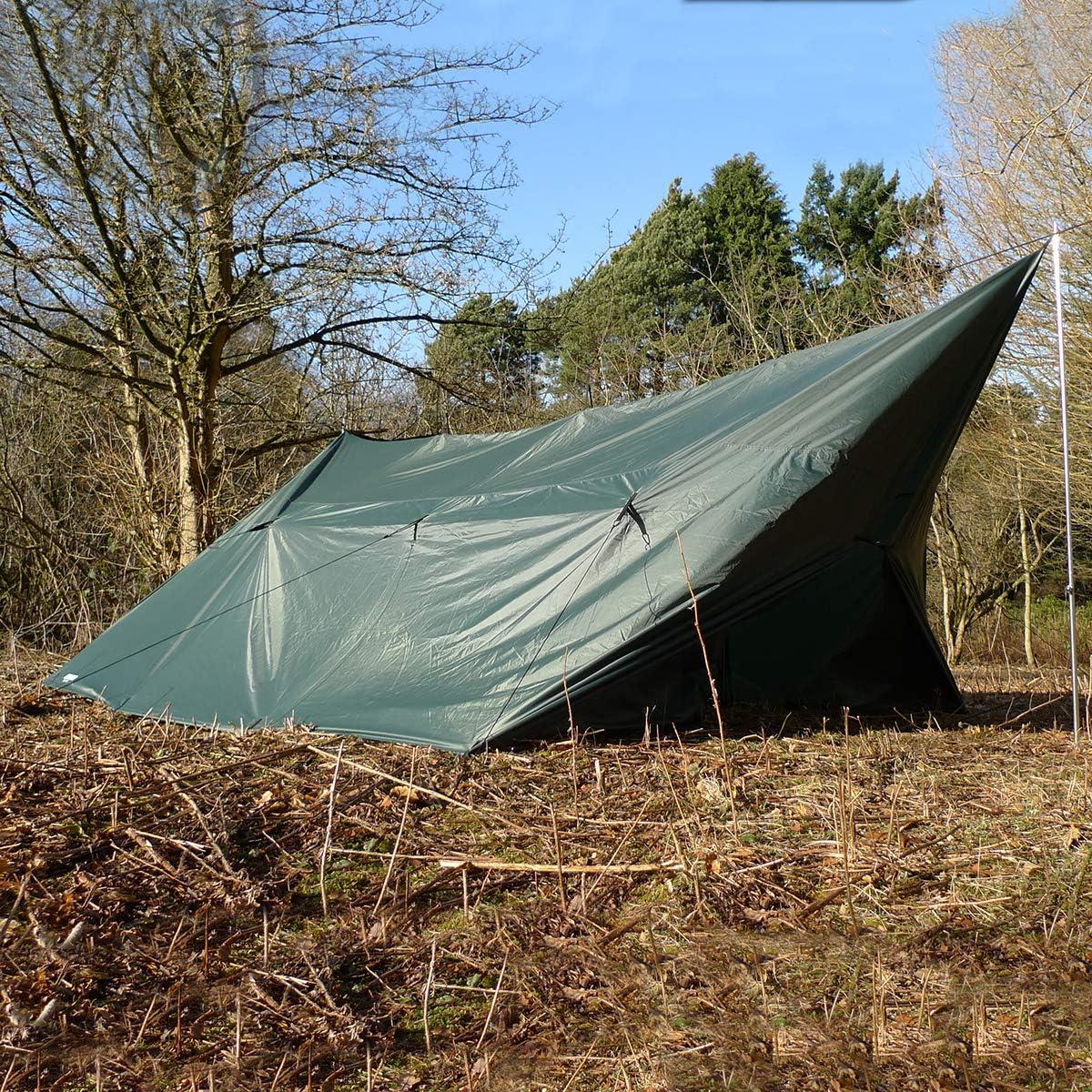 DD Tarp 5x5 - Olive Green (16ft x 16ft) - 100% Waterproof Lightweight & Multifunctional Rainfly Extra Large Tarp Tent Group Shelter for Camping Day Trips Adventure & Scouts