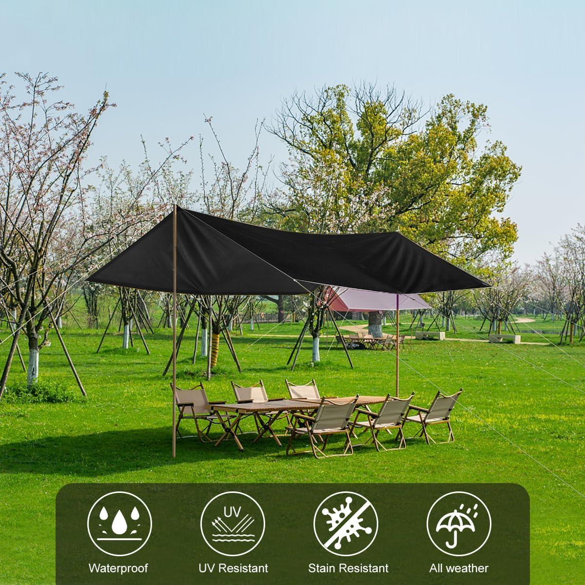 Cubierta de Lona Impermeable Honsaifau 1.52m x 1.83m Negra