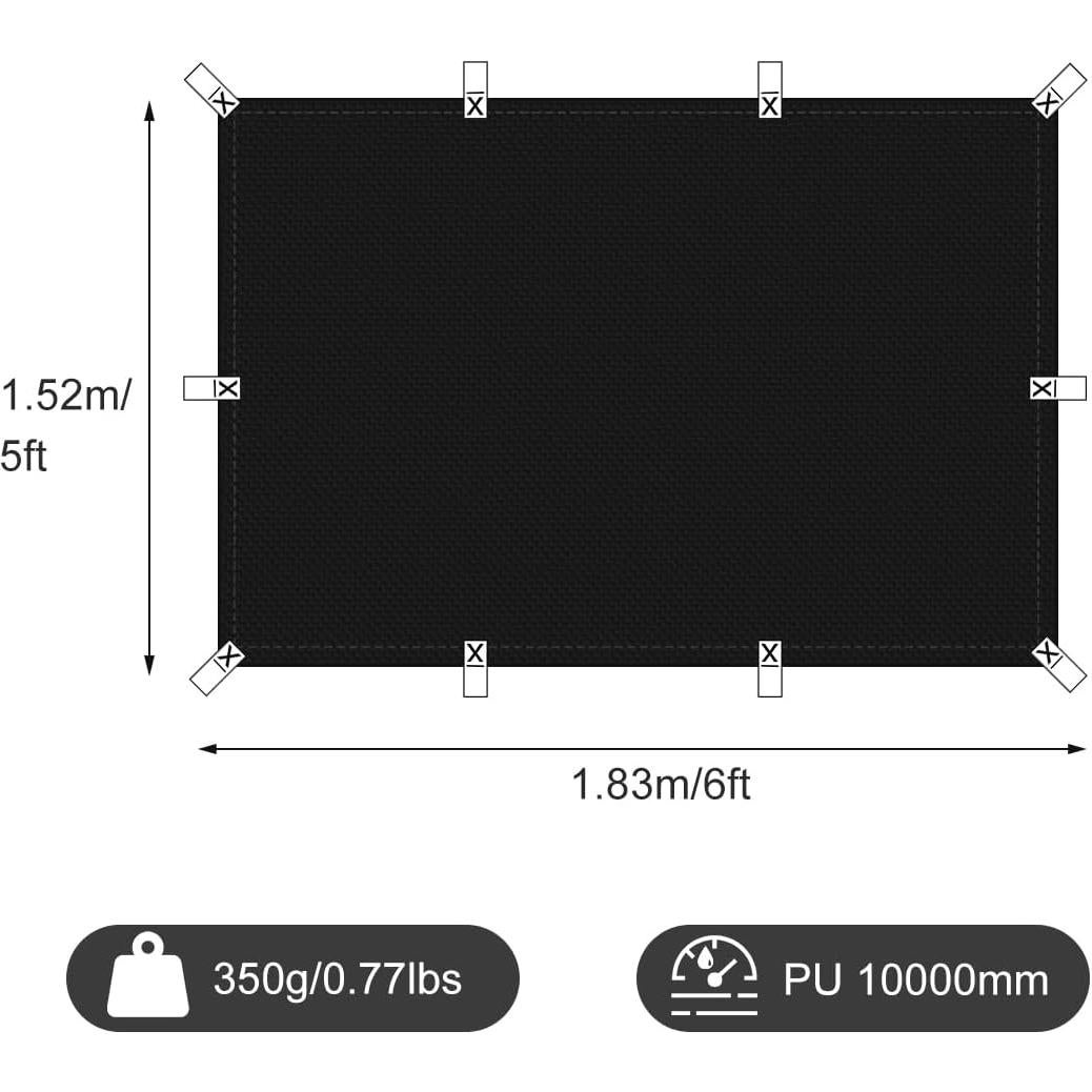 Cubierta de Lona Impermeable Honsaifau 1.52m x 1.83m Negra