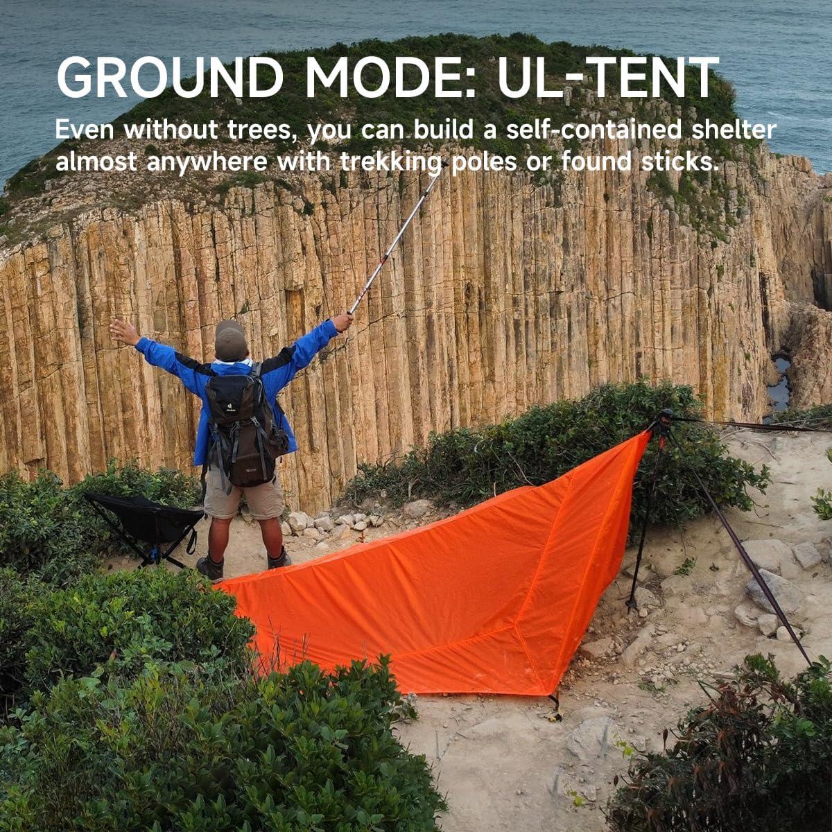 SkyNest 11ft Hammock with Net and Rain Fly Tarp, 4 in 1 Camping Hammock Tent, Ultralight Portable Double-Layer Hammock with Ridge Rope for Camping, Hiking and Backpacking