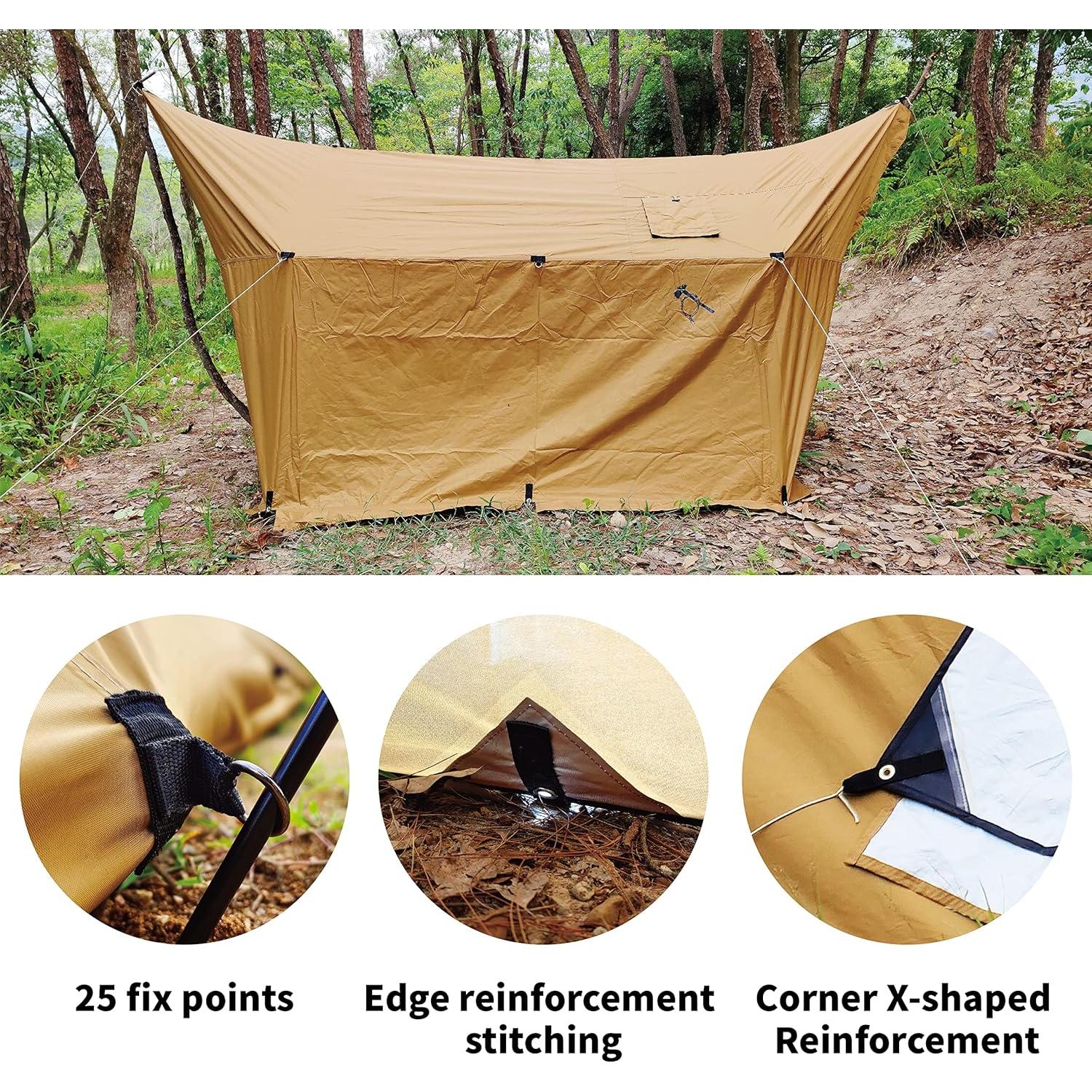 Tarp Multifuncional DALUOBO 365x365cm Impermeable para Camping