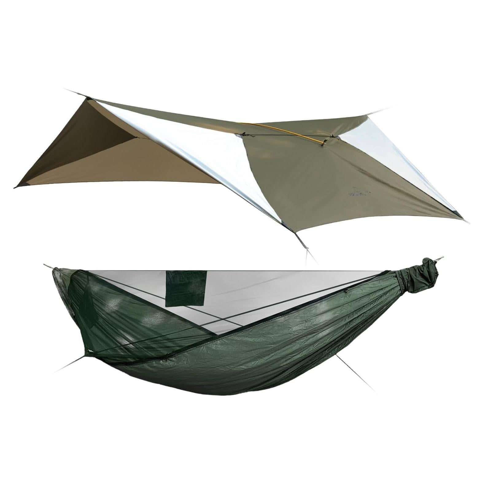 Hamaca de Camping NomadNest 3.35m con Lona 4.27m y Malla Desmontable