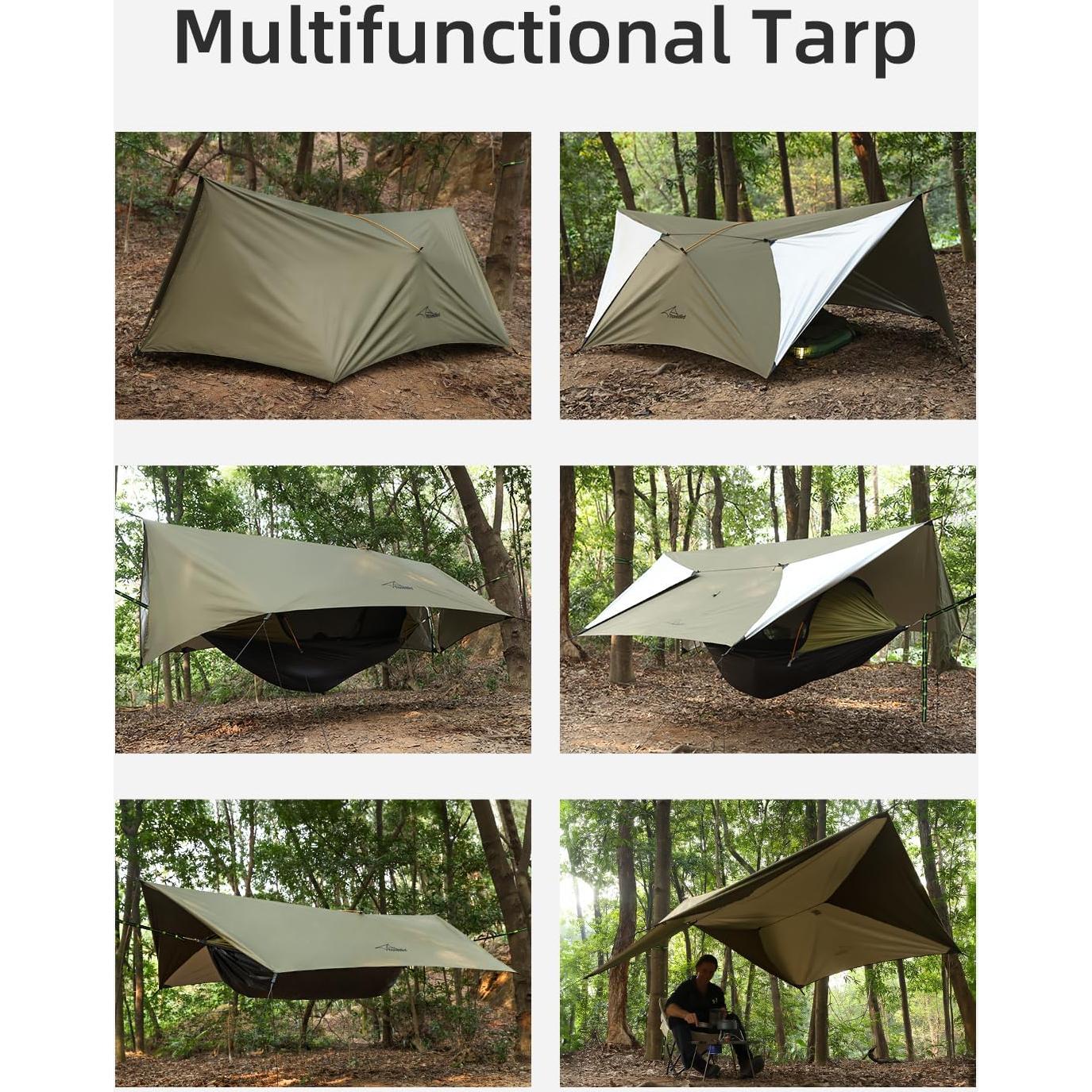 Hamaca de Camping NomadNest 3.35m con Lona 4.27m y Malla Desmontable