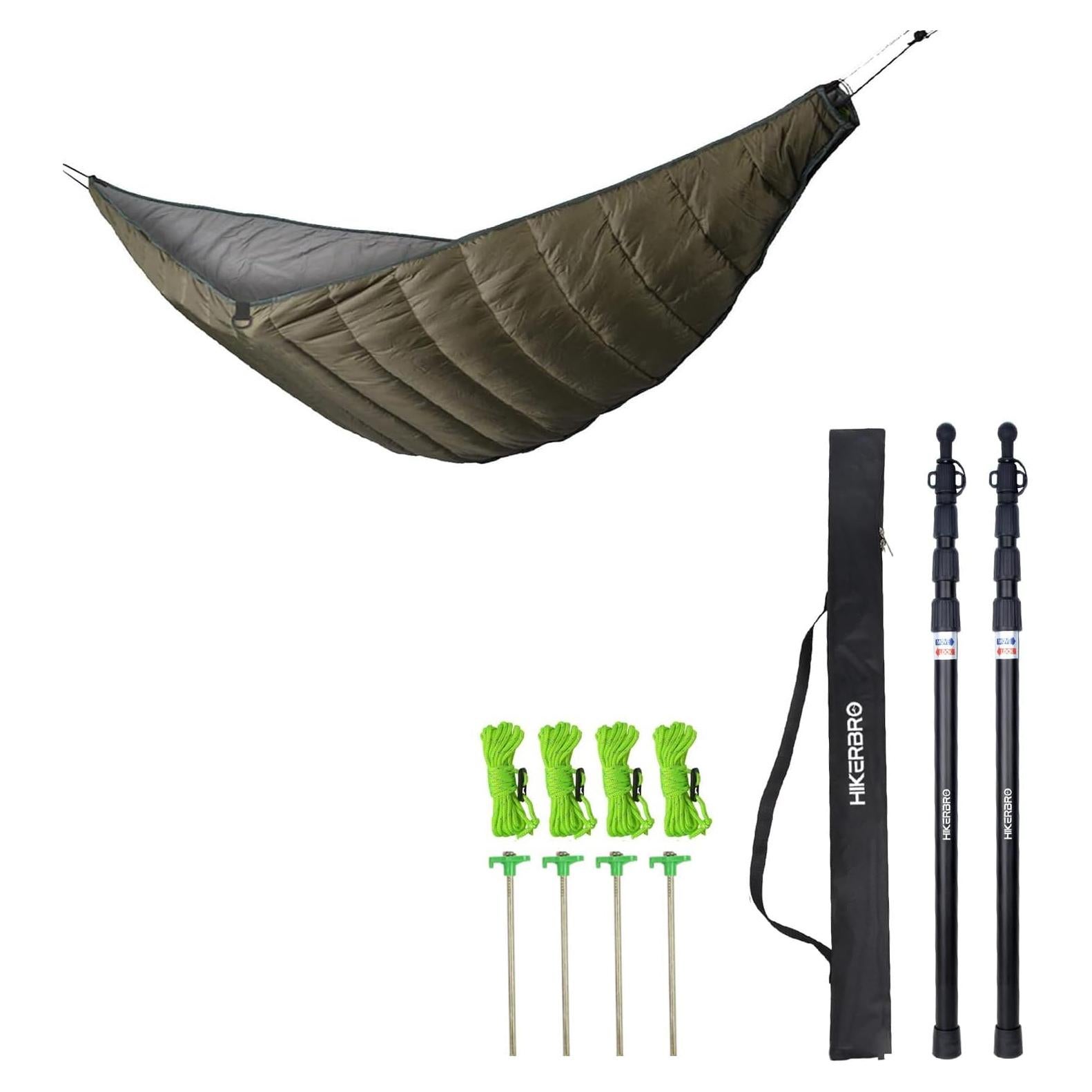 Saco de dormir para hamacas HIKRERBRO 240x130 cm + postes de aluminio 2.33m