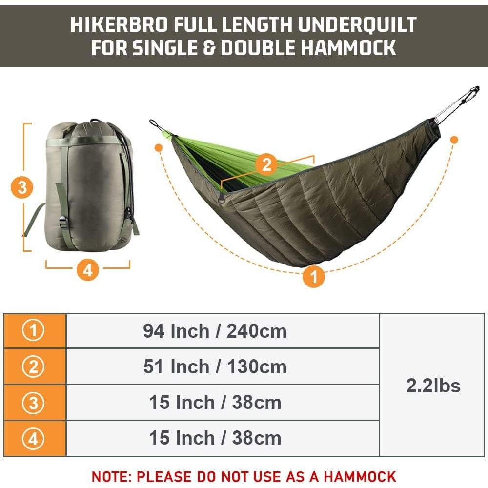 Saco de dormir para hamacas HIKRERBRO 240x130 cm + postes de aluminio 2.33m