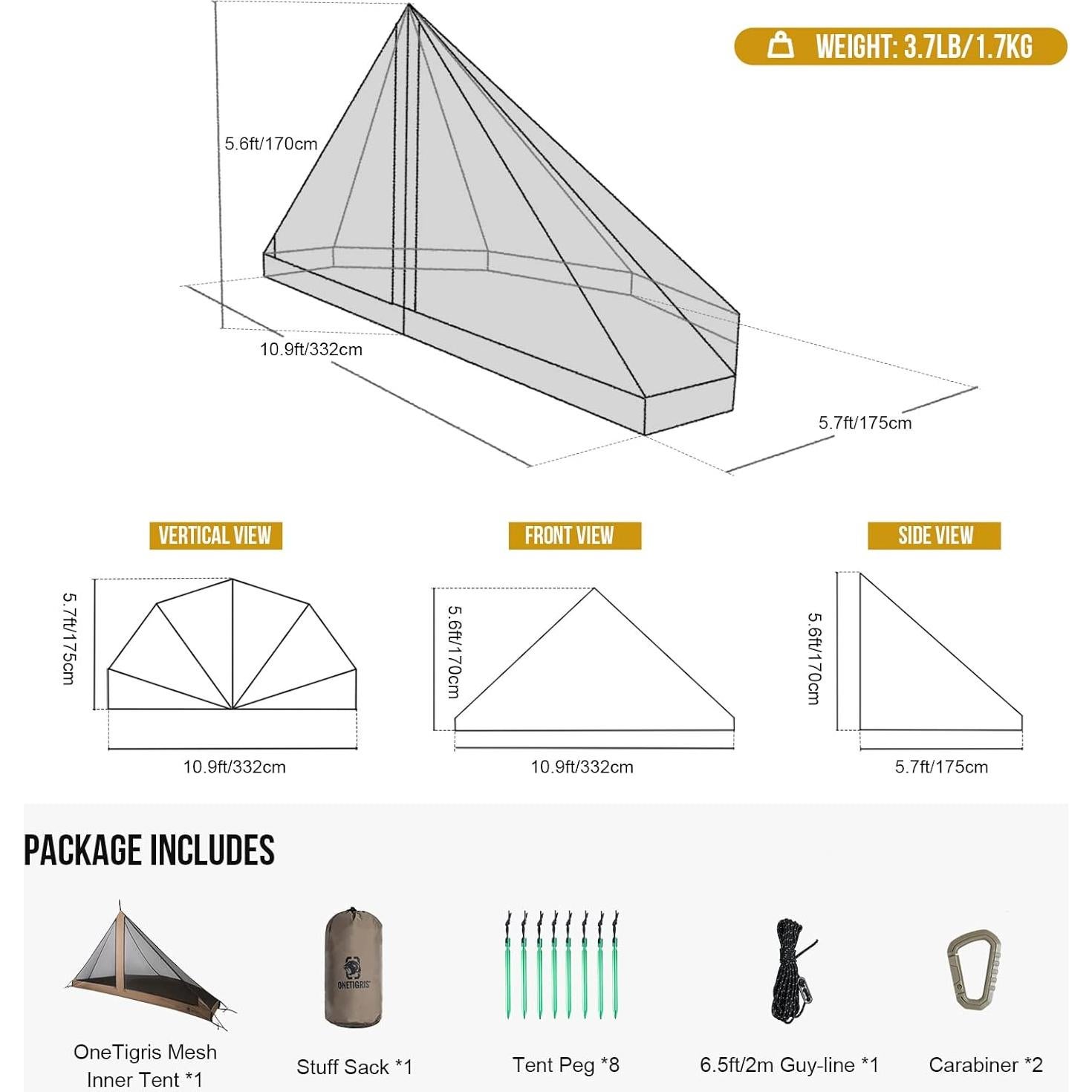 Tienda de Camping Tipi OneTigris Rock Fortress 6 Personas Impermeable