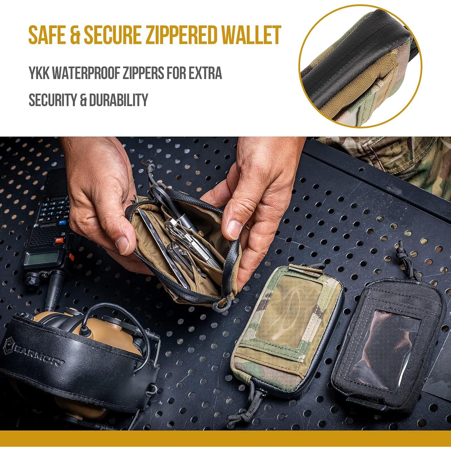 Billetera minimalista OneTigris camuflaje con cremalleras