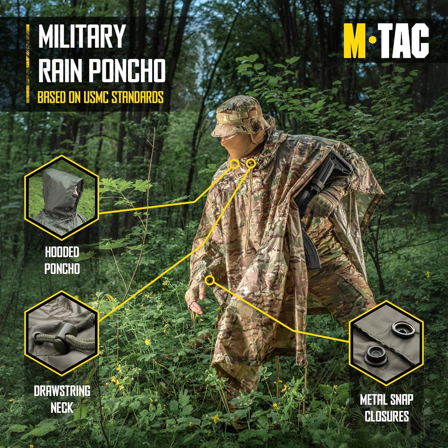 Poncho Táctico de Lluvia M-Tac - Impermeable Camuflaje Unisex