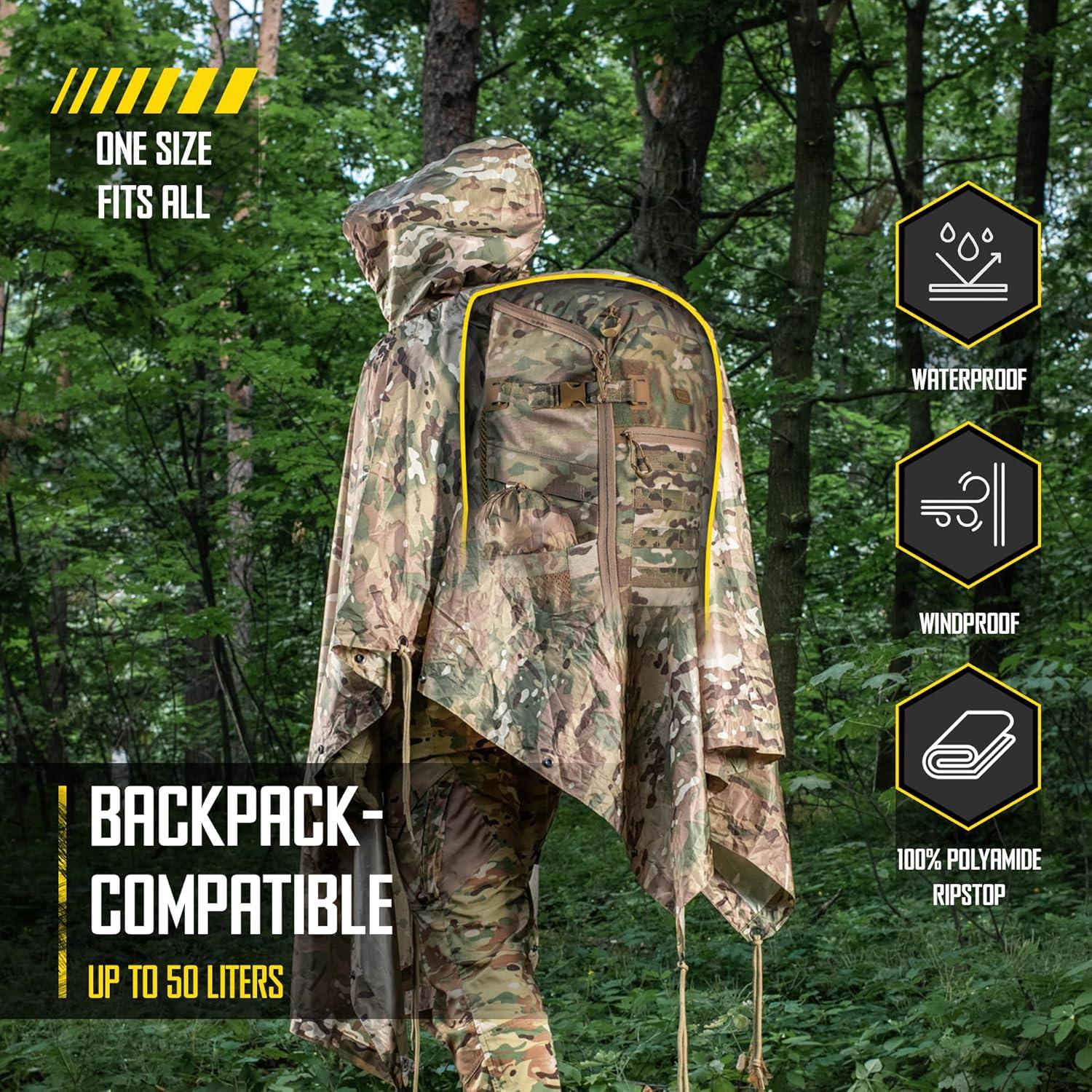 Poncho Táctico de Lluvia M-Tac - Impermeable Camuflaje Unisex