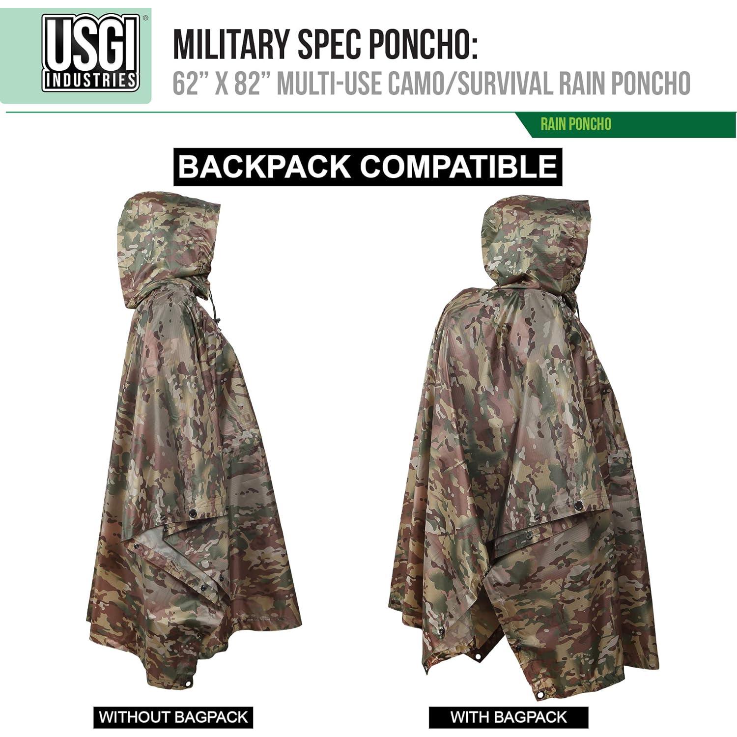 Poncho Militar USGI Industries Multiuso Camuflaje Rip Stop 150x218 cm