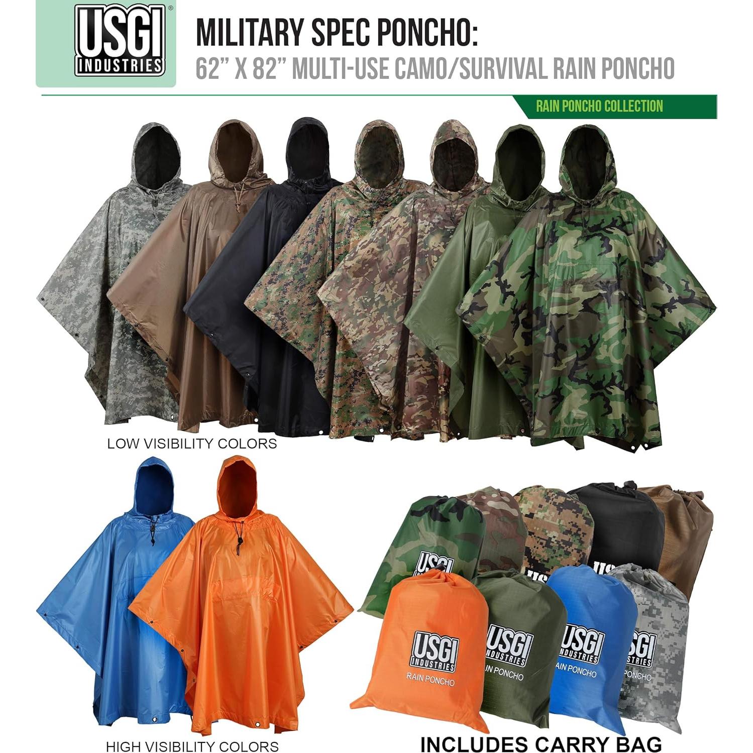 Poncho Militar USGI Industries Multiuso Camuflaje Rip Stop 150x218 cm