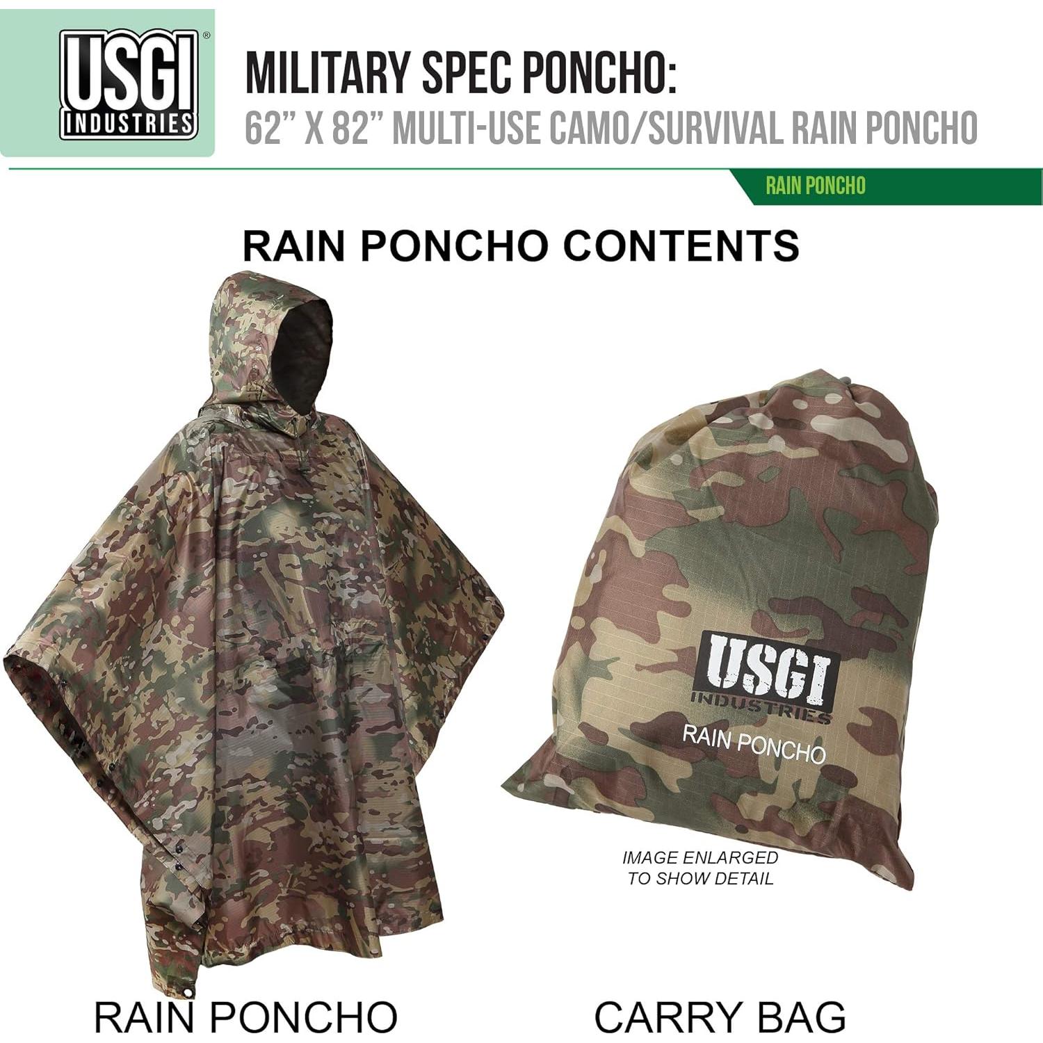 Poncho Militar USGI Industries Multiuso Camuflaje Rip Stop 150x218 cm