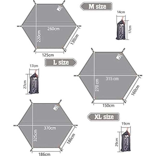 HIKEMAN Tarp Impermeable Ultraligero Hexagonal 220x260cm a 325x370cm