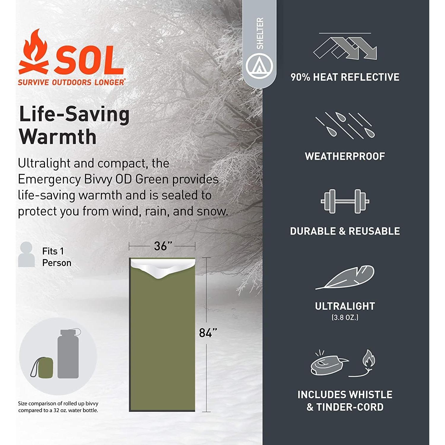 Bivvy de Emergencia S.O.L. Verde 91x213 cm Impermeable