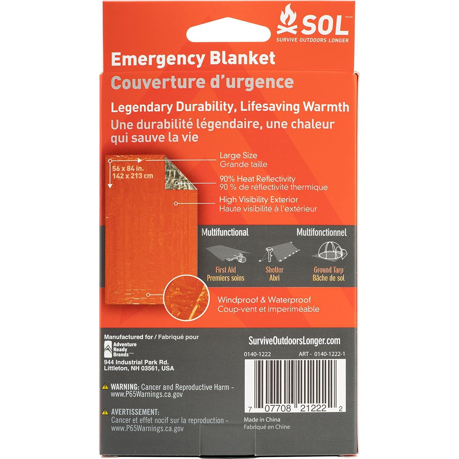 Manta de Emergencia S.O.L. 142x213 cm Naranja 4 Unidades