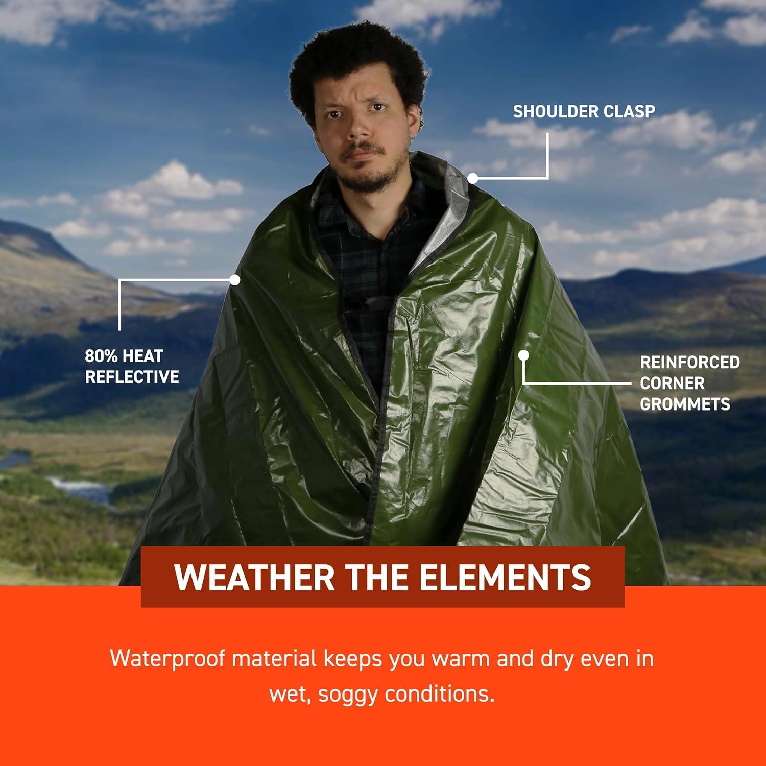 Manta de Emergencia S.O.L. Verde - Impermeable y Calentadora