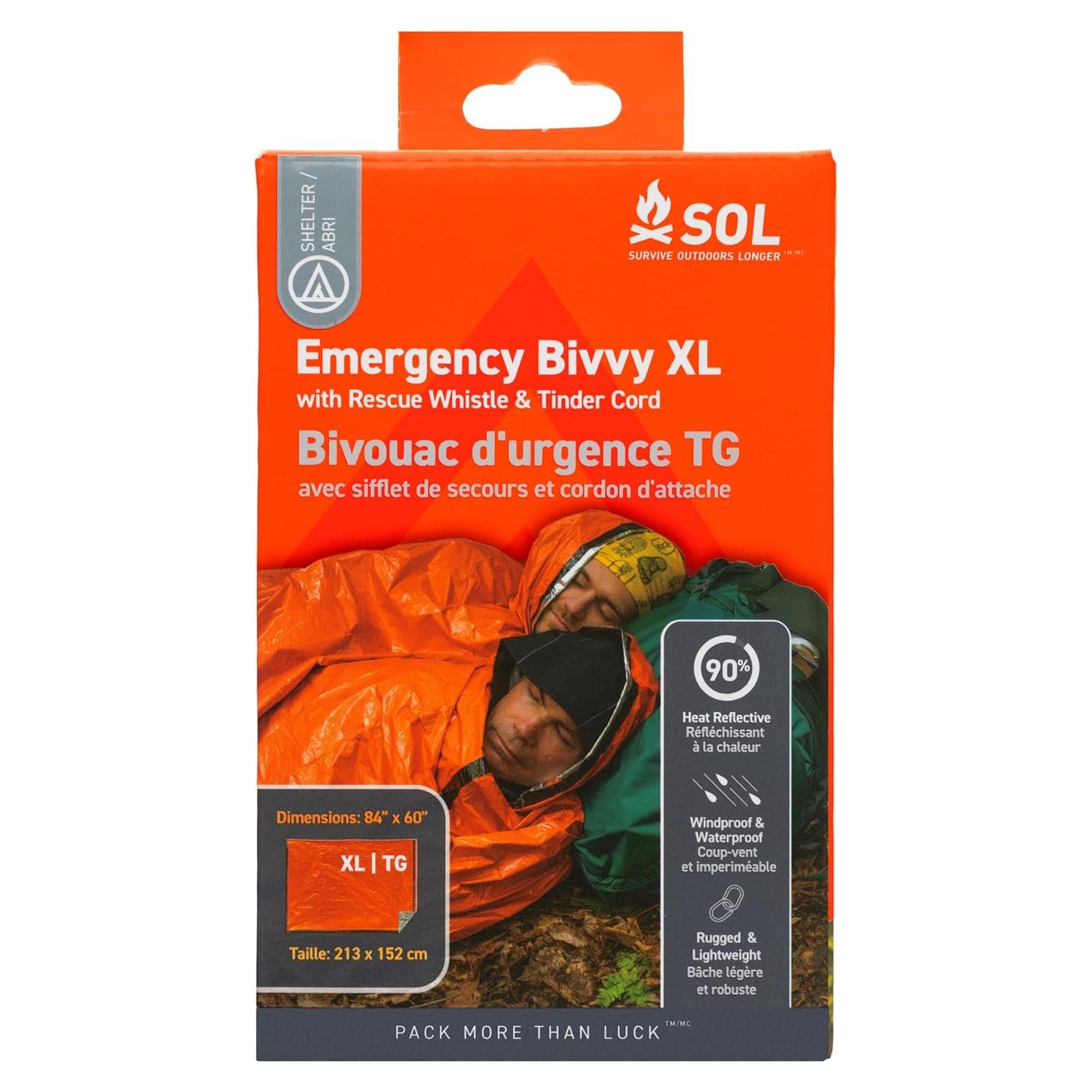Bivvy de Emergencia XL S.O.L. - Manta Impermeable Naranja 213x152cm