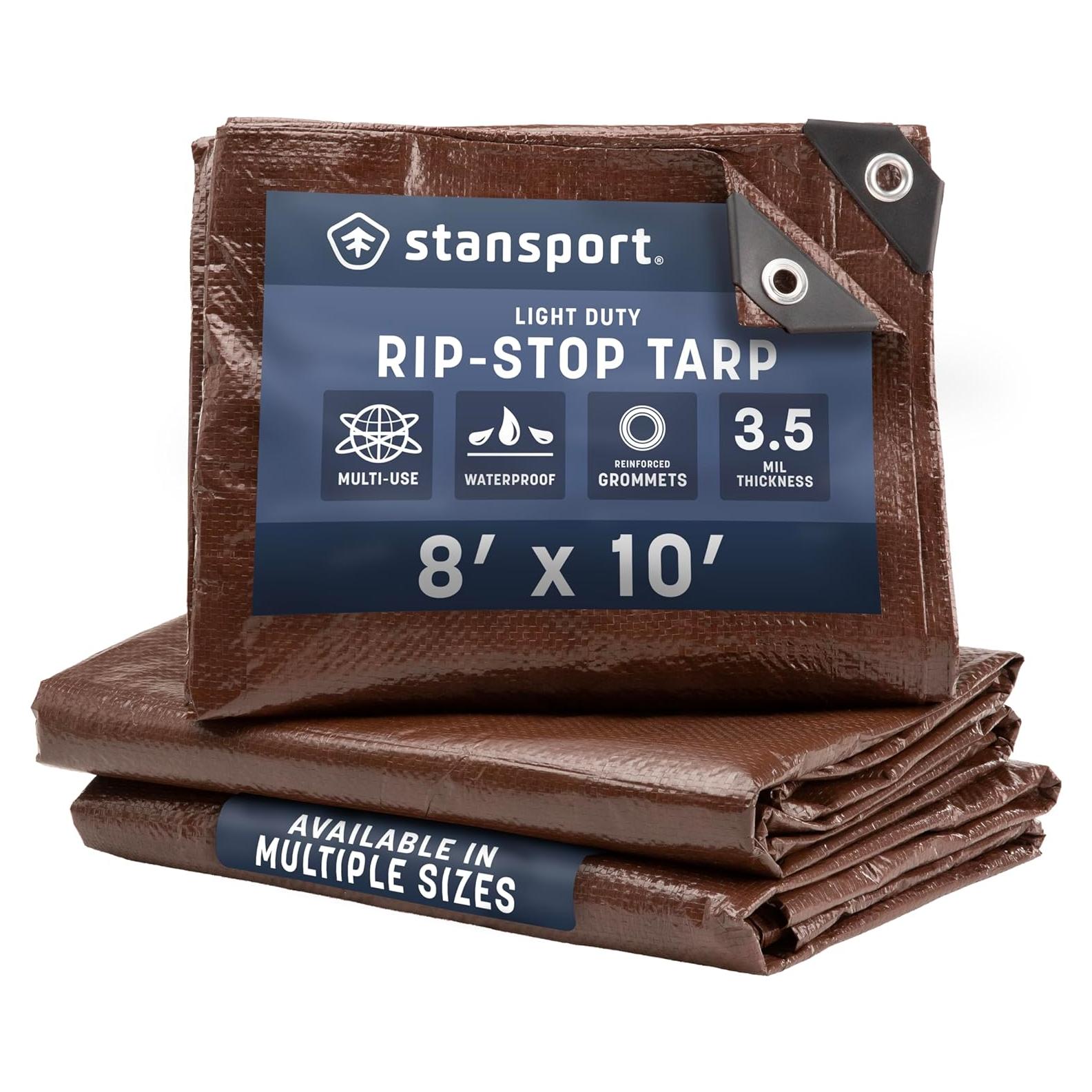 Lona Ligera Rip-Stop Stansport 2.44m x 3.05m Impermeable Marrón