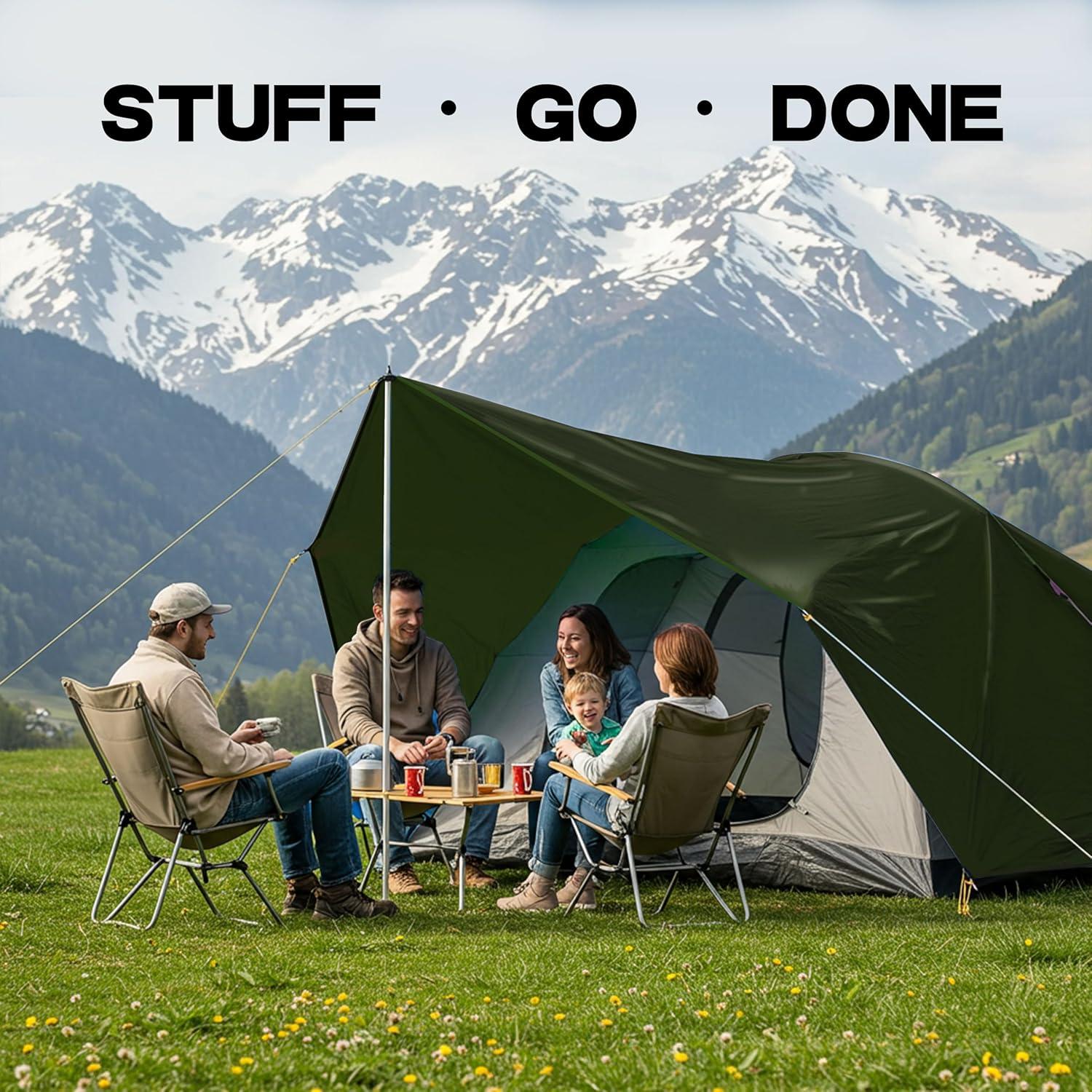 Lona 2.44 x 3.05 m Gruesa PE Hanjet Impermeable Verde Militar