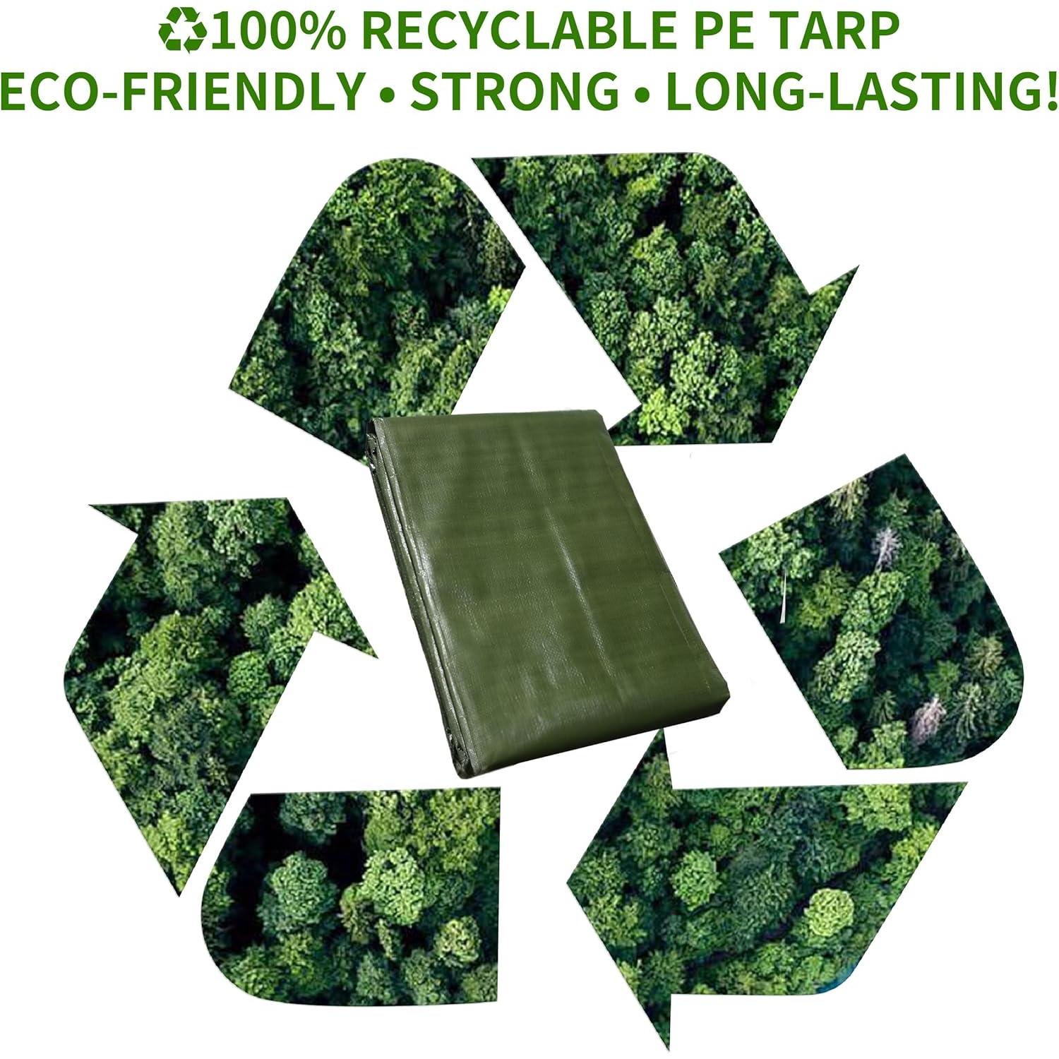 Lona 2.44 x 3.05 m Gruesa PE Hanjet Impermeable Verde Militar