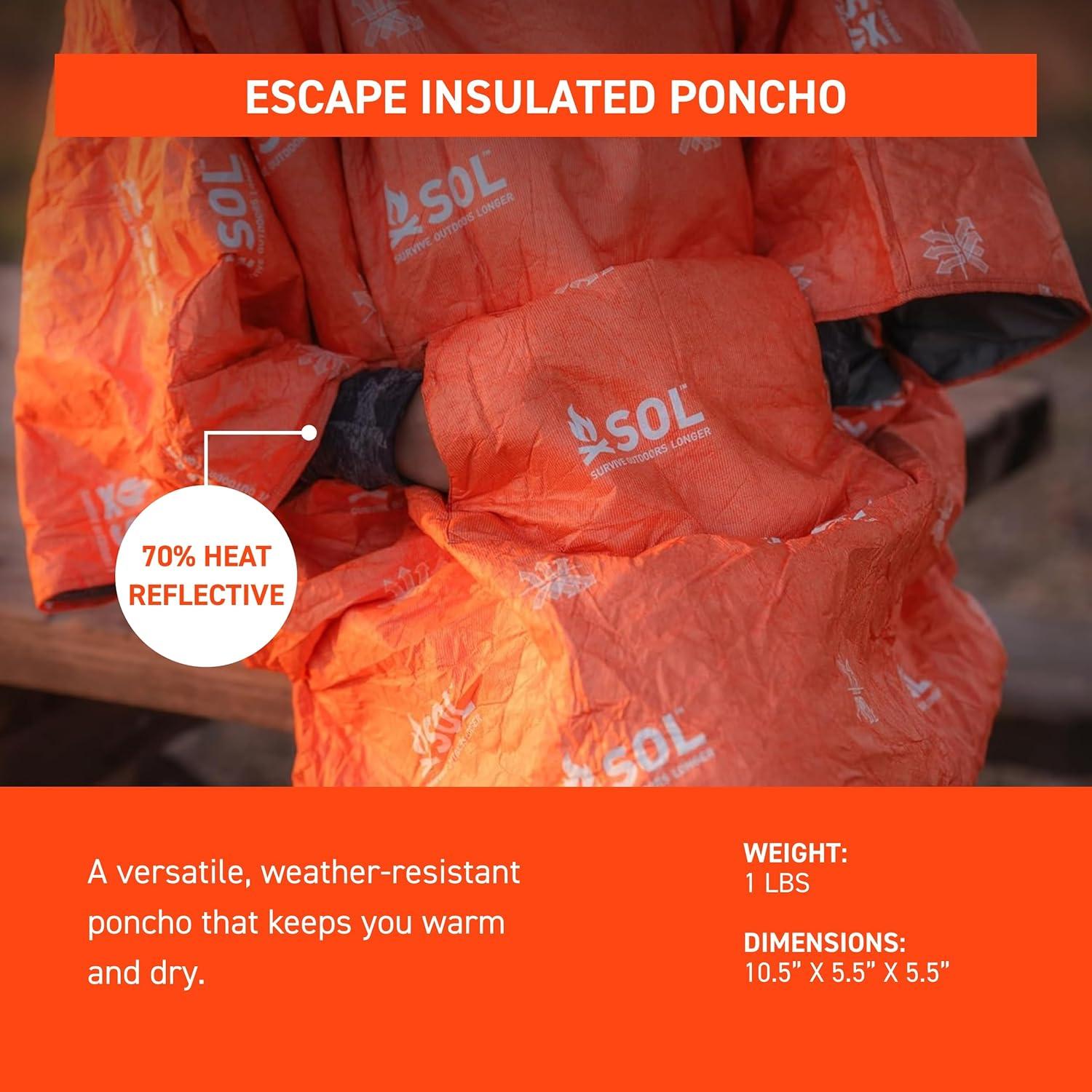 Poncho Aislante SOL Escape - Compacto Impermeable 0.45kg