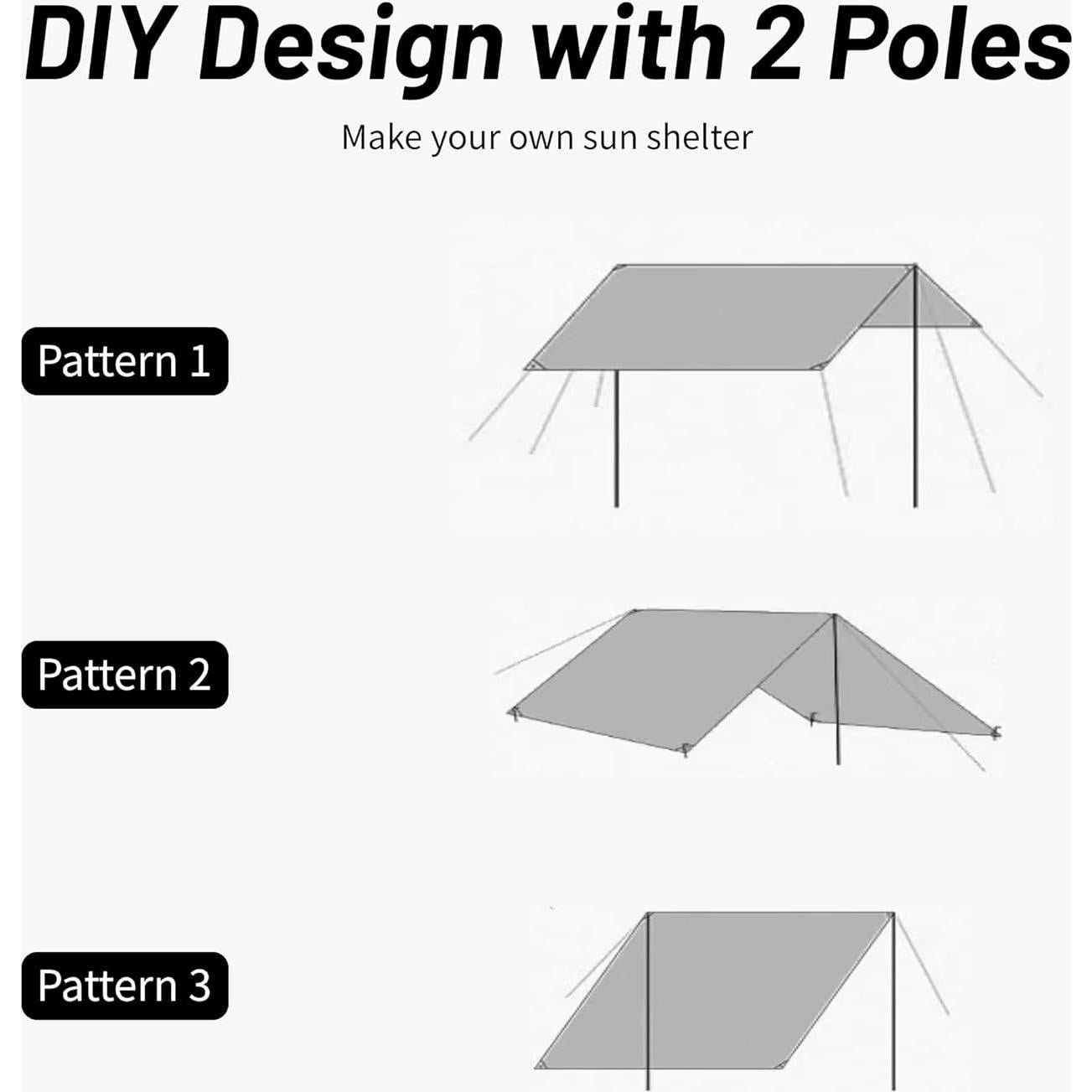 Himalaya Rain Tarp for Camping 4-6 Person Tent Tarp with 2 Poles Canopy Sun Shield Tarp UPF 50+ Outdoor Camping Traveling Awning Backpacking (118.1" x 114.1")