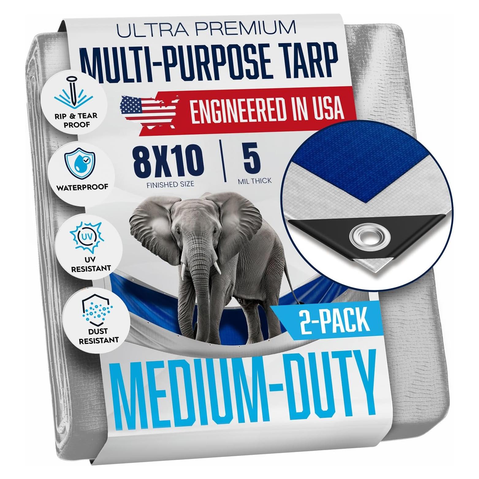 Lonas Plásticas Impermeables KING-A-MA-JIGS 8x10 Pies - 2 Paquete