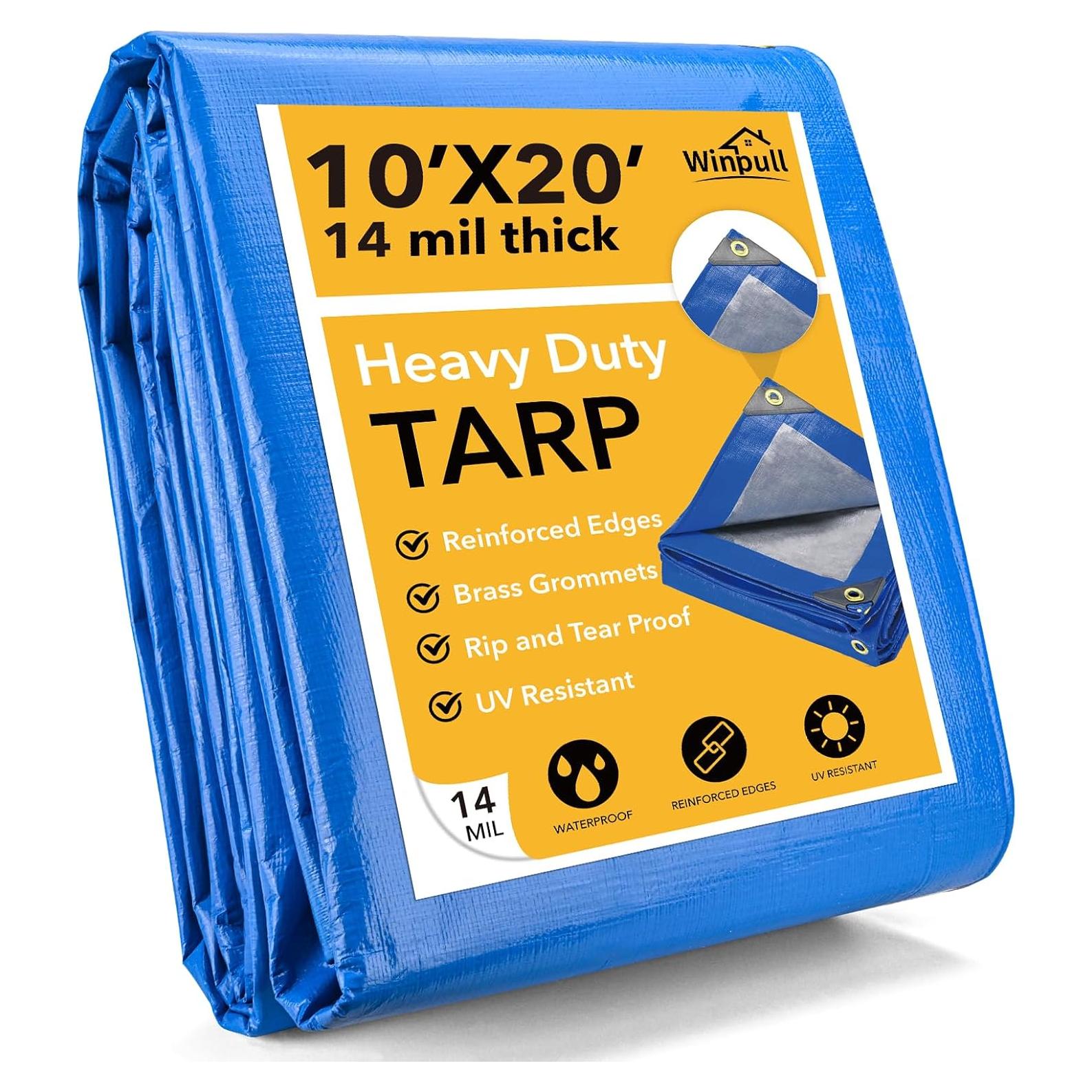 Lona Impermeable Winpull 10x20 Pies (3.05x6.1m) Azul 14 Mil