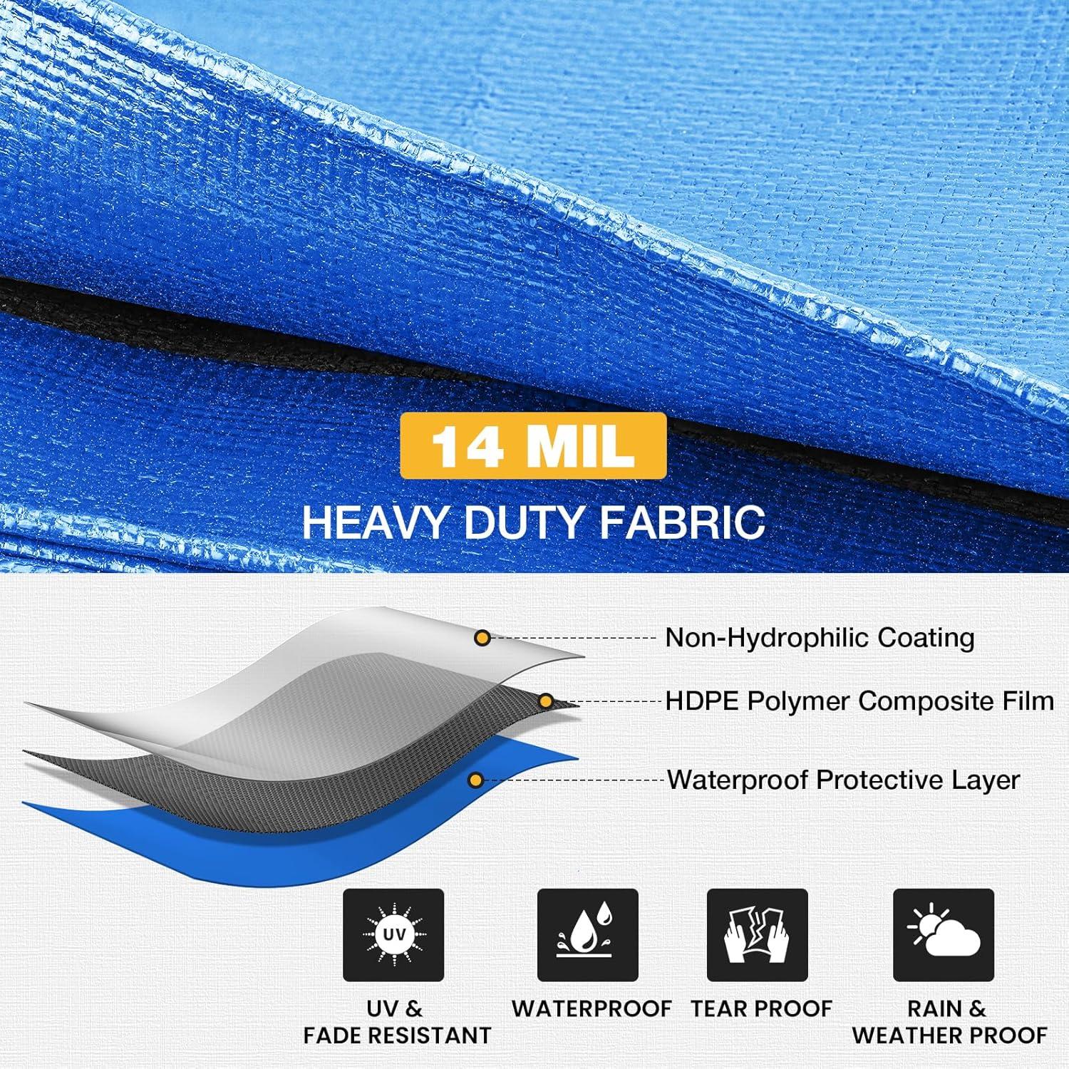 Lona Impermeable Winpull 10x20 Pies (3.05x6.1m) Azul 14 Mil