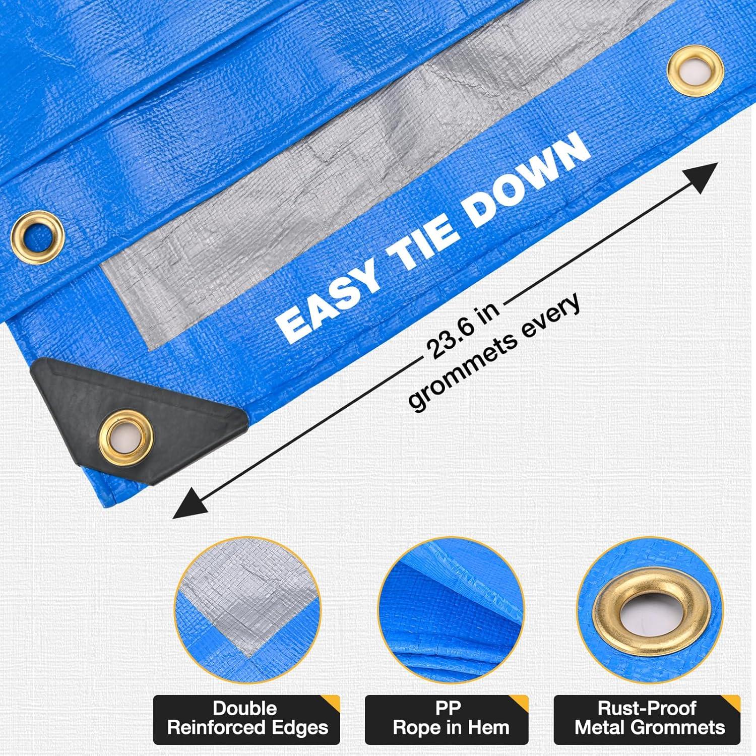 Lona Impermeable Winpull 10x20 Pies (3.05x6.1m) Azul 14 Mil