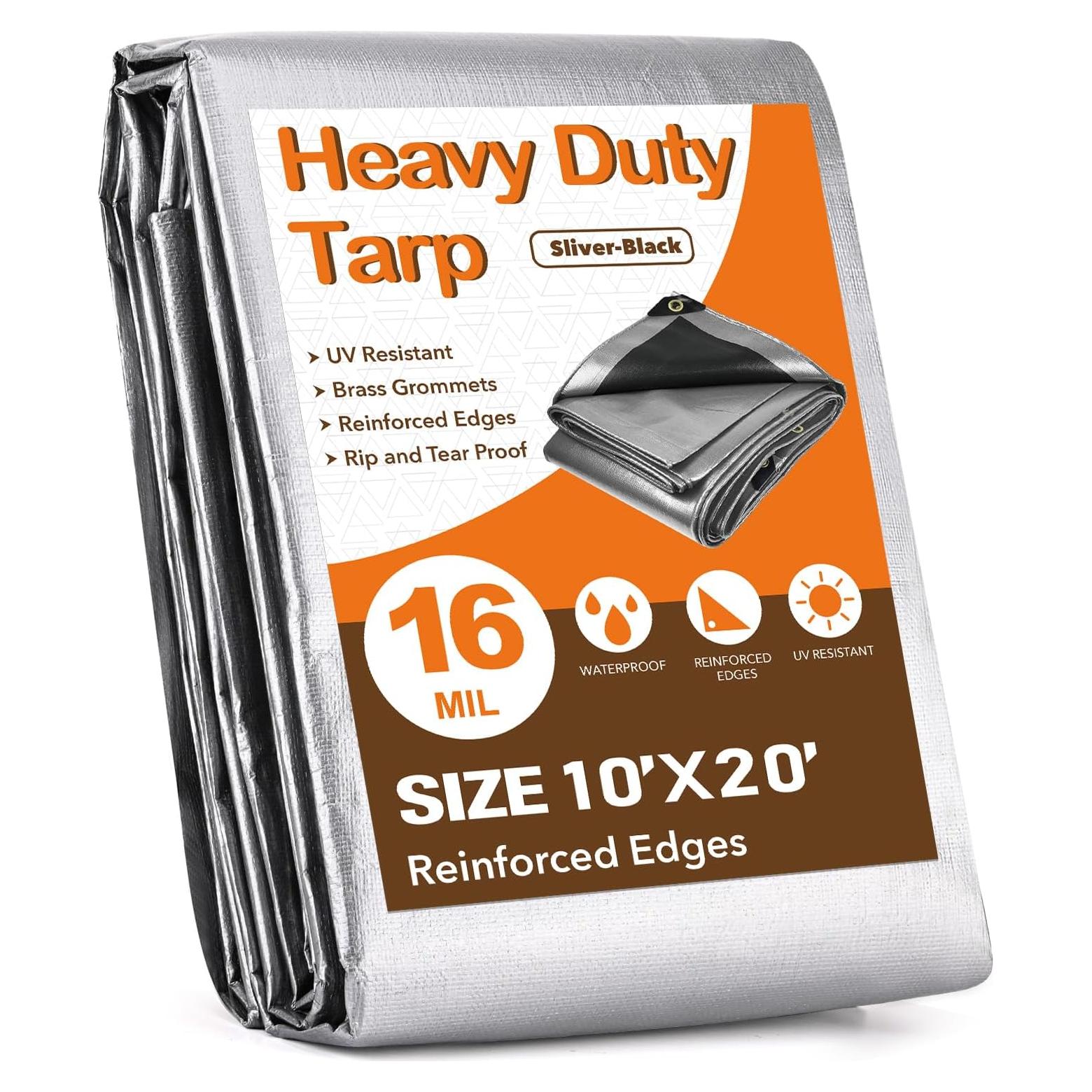 Lona Impermeable Pattiumo 10x20 Pies 16 Mil Plata/Negro