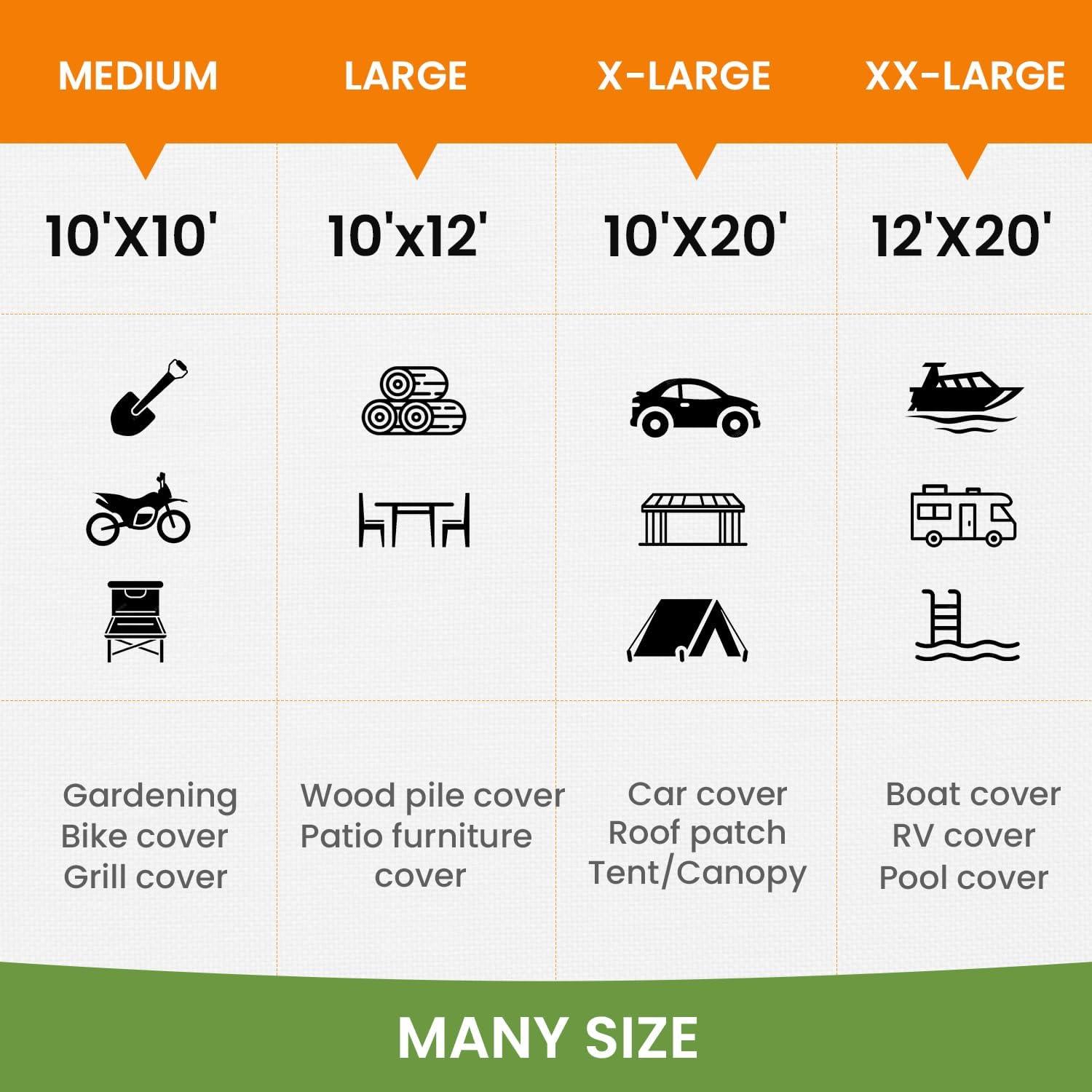 Lona Impermeable Pattiumo 10x20 Pies 16 Mil Plata/Negro