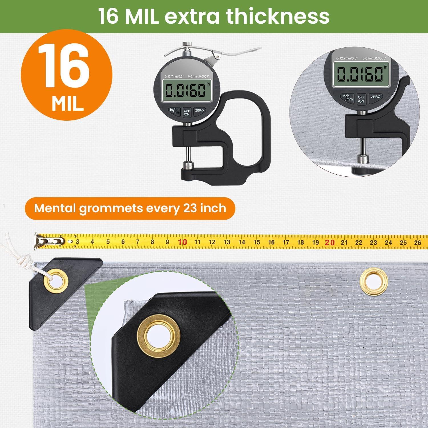 Lona Impermeable Pattiumo 10x20 Pies 16 Mil Plata/Negro