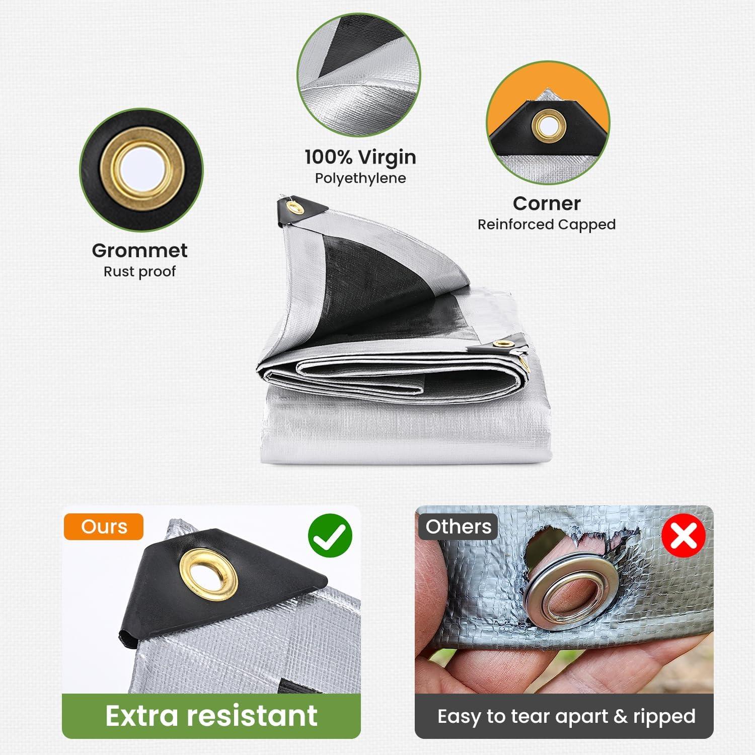 Lona Impermeable Pattiumo 10x20 Pies 16 Mil Plata/Negro