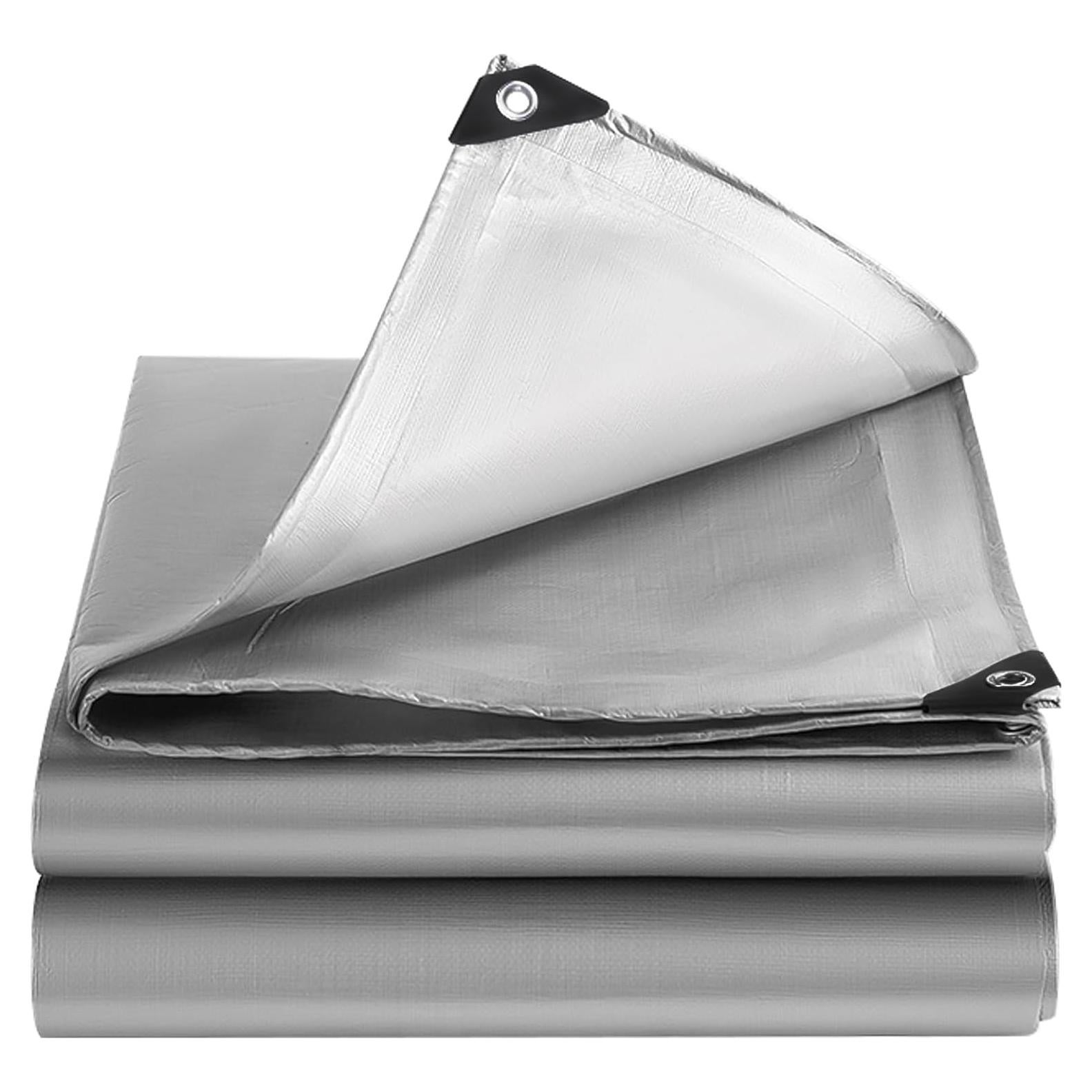 Tarps Heavy Duty Waterproof, 12 Mil Silver Heavy Duty Tarps with Grommets Reinforced Edges, UV Resistant, Tear&Fade Resistant, Small Rain Cover Waterproof Under Tent, 6 * 10FT