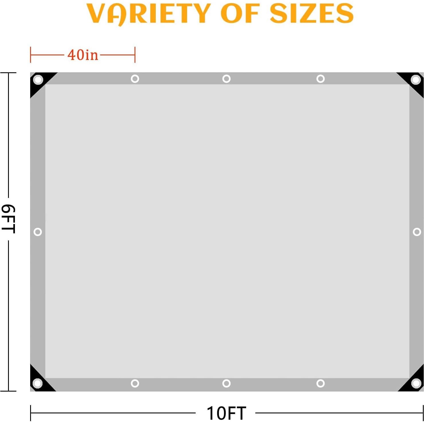Tarps Heavy Duty Waterproof, 12 Mil Silver Heavy Duty Tarps with Grommets Reinforced Edges, UV Resistant, Tear&Fade Resistant, Small Rain Cover Waterproof Under Tent, 6 * 10FT