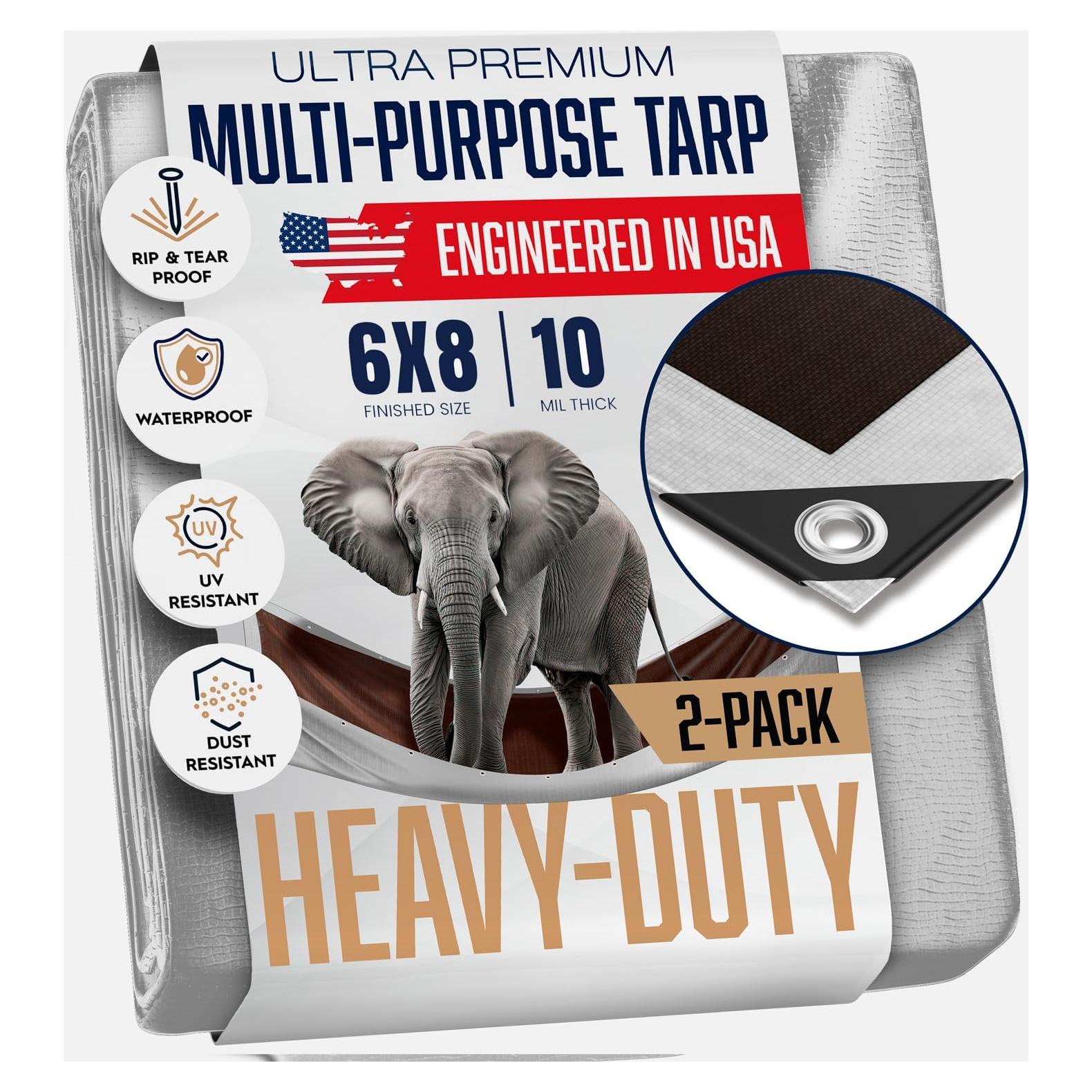 Lona Plástica Impermeable 6x8 Pies King-A-MA-JIGS - 2 Paquete