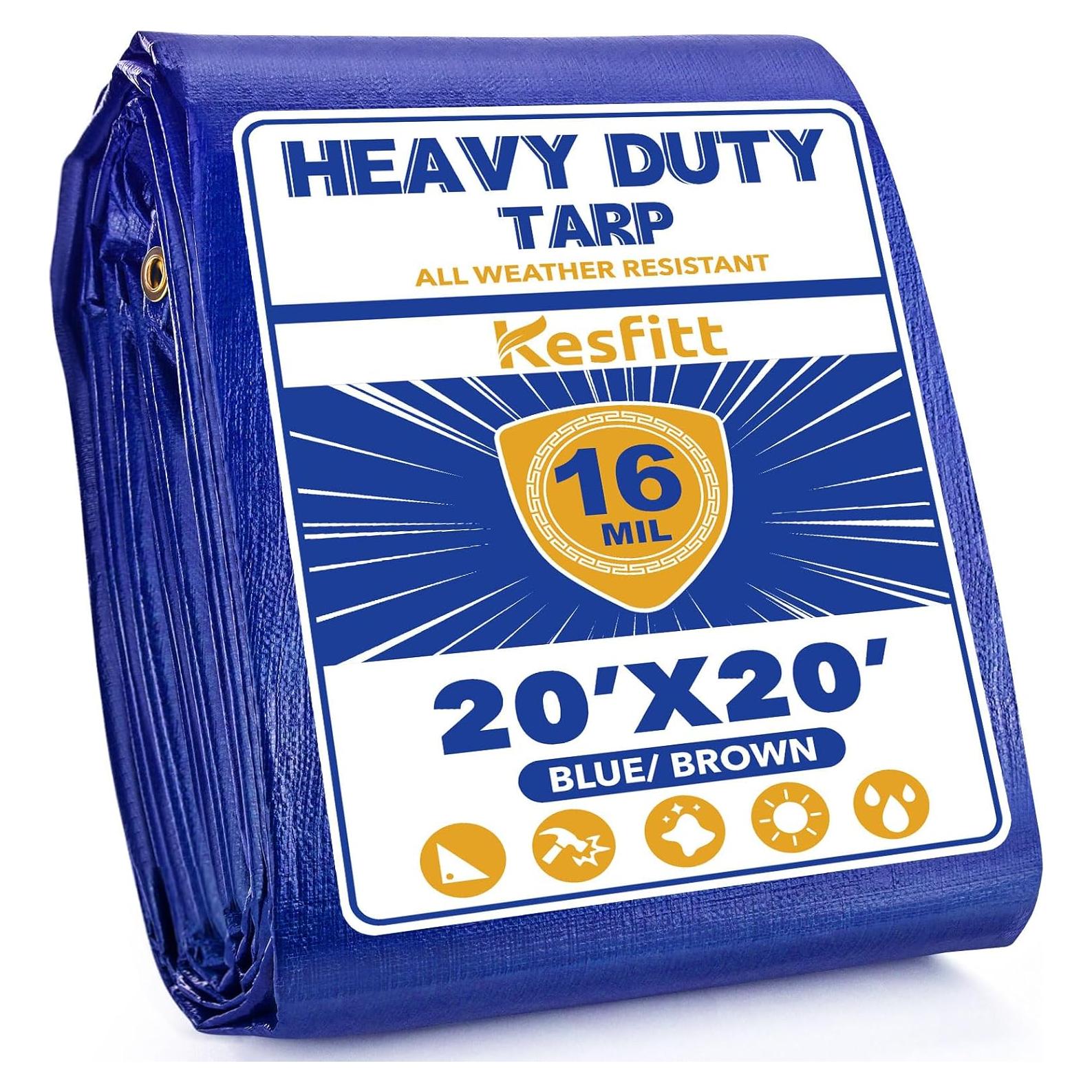 Lona Impermeable Kesfitt 6.1x6.1m 16 Mil Resistente al Desgarro