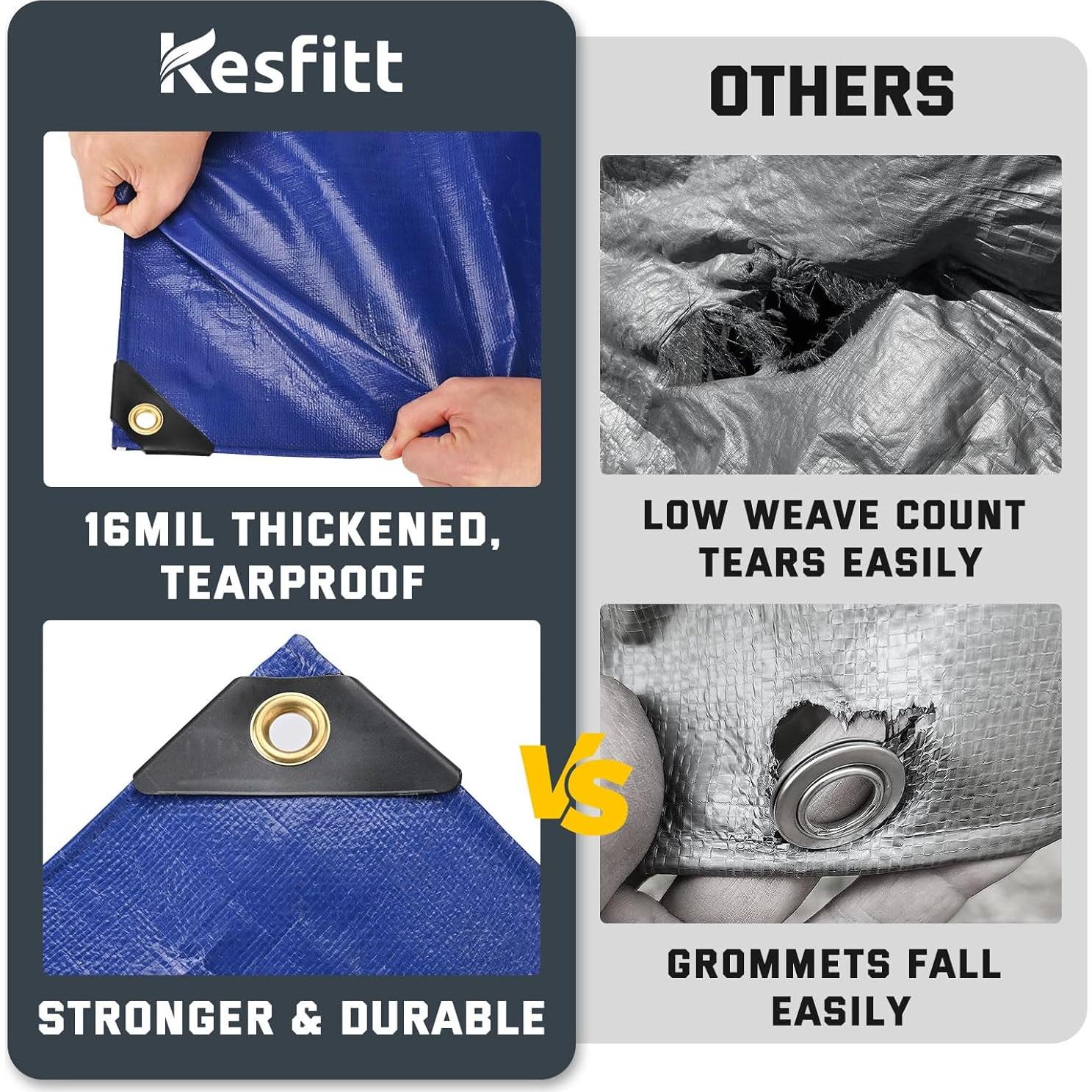 Lona Impermeable Kesfitt 6.1x6.1m 16 Mil Resistente al Desgarro