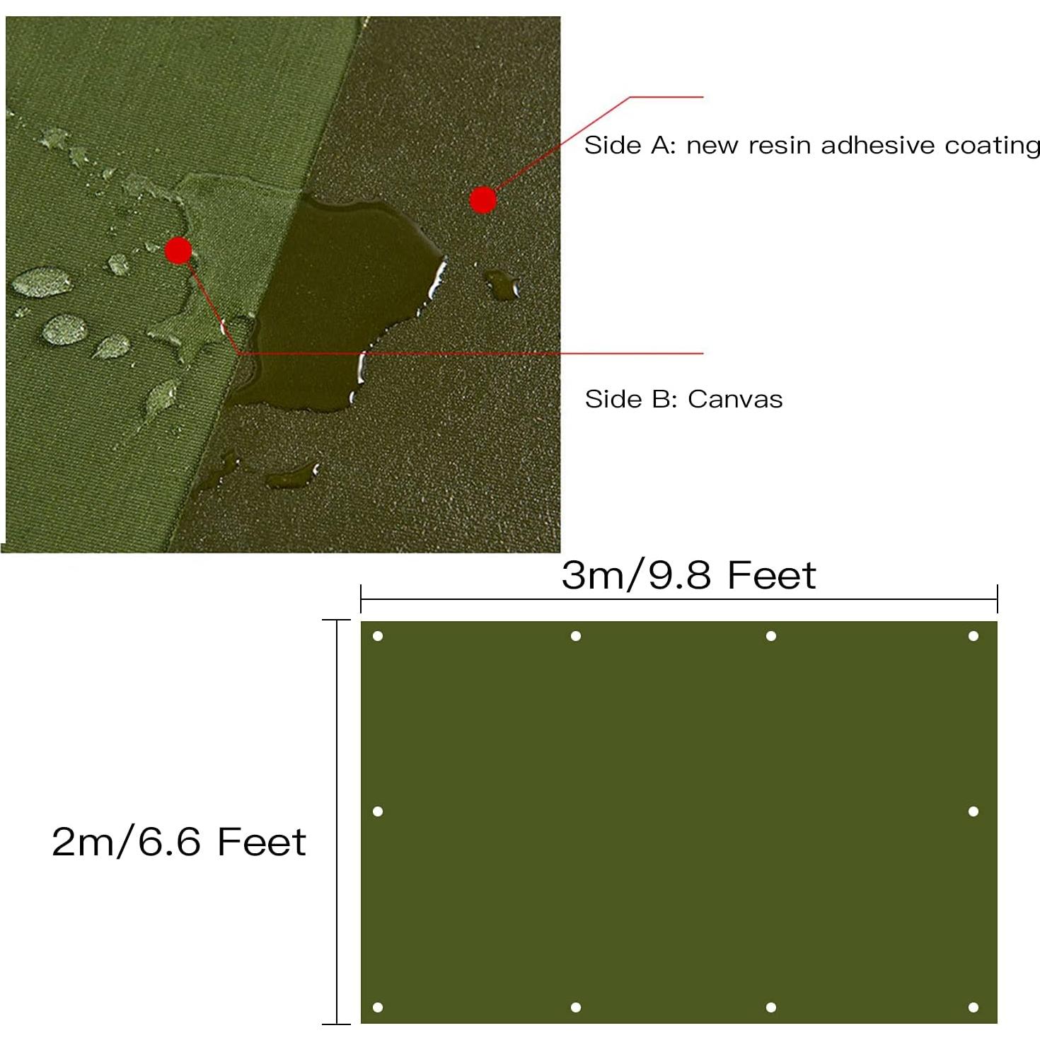 Lona de Lienzo Impermeable Rocutus 2.01x2.99m Verde UV