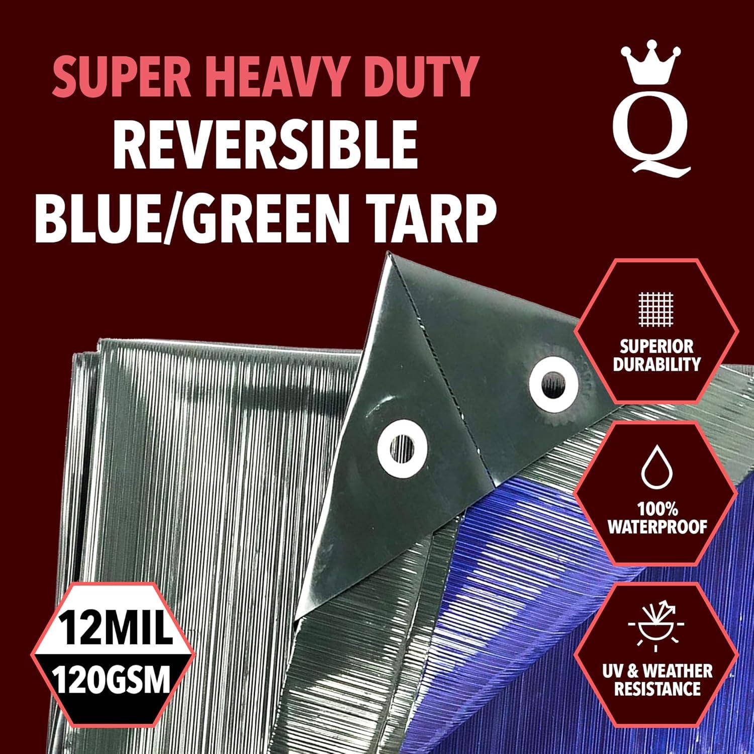 Lona Super Resistente Reina de las Lonas 16x20 Azul Verde 200 GSM