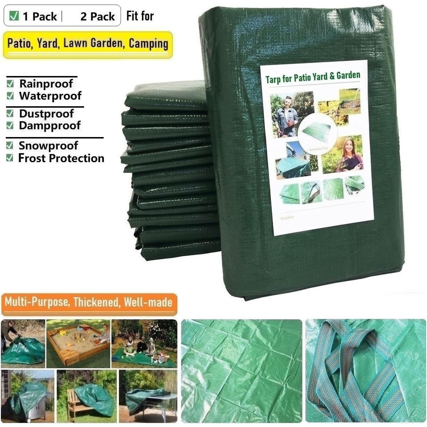 Tarp Impermeable Tespher 7x7 Pies con 4 Mangos Verde