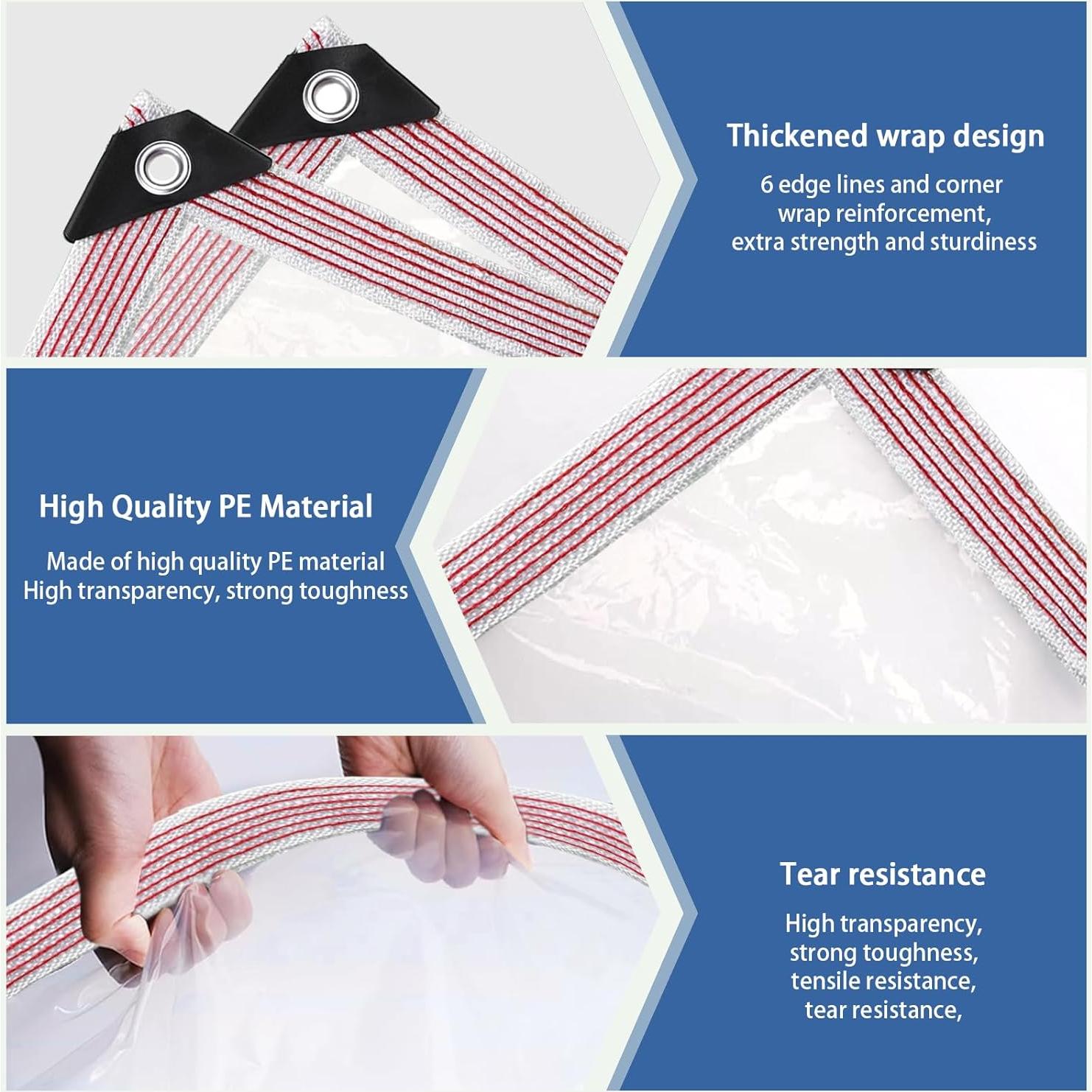 Lona Impermeable Transparente Cenhadam 1.22x1.83m con Ojetes