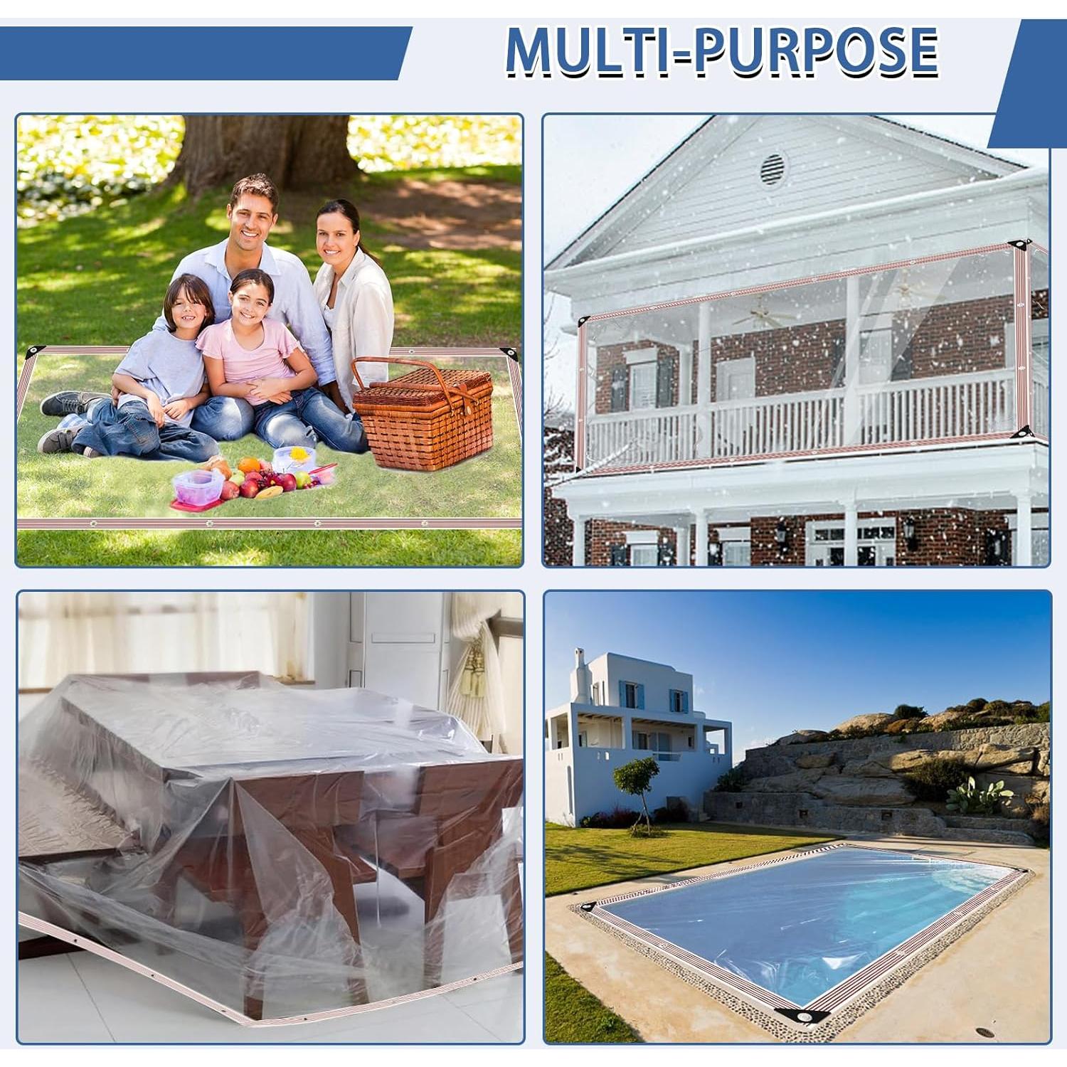 Lona Impermeable Transparente Cenhadam 1.22x1.83m con Ojetes