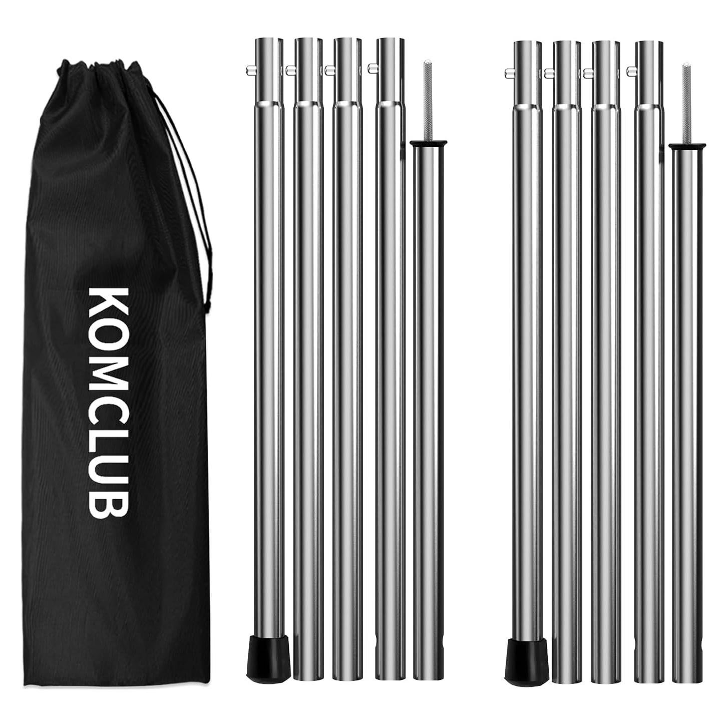 Postes de Camping Telescópicos KOMCLUB - Acero Inoxidable 198.1 cm - Juego de 2